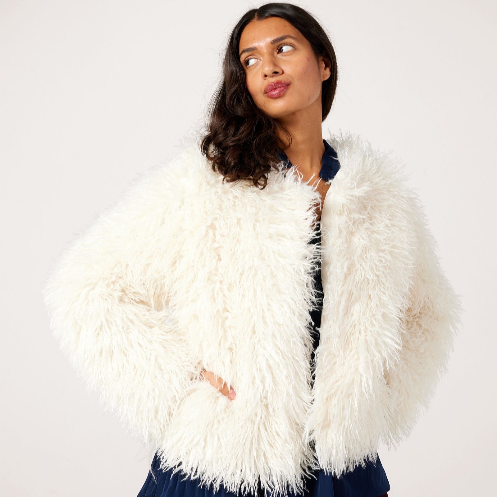 Izabel London Fluffy Faux Fur Jacket