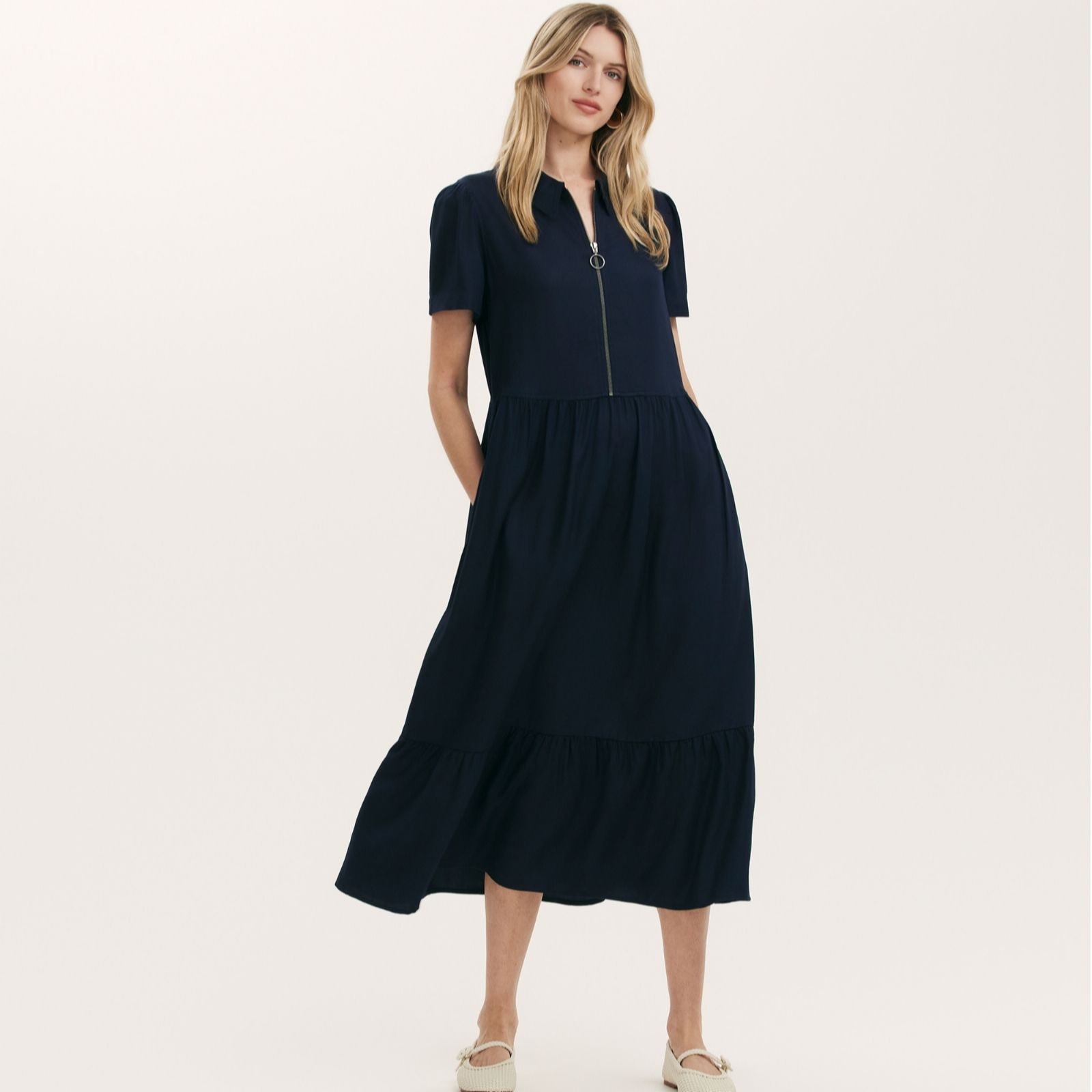 Finery London Orion Vicose Twill Dress with Zip Front Collar