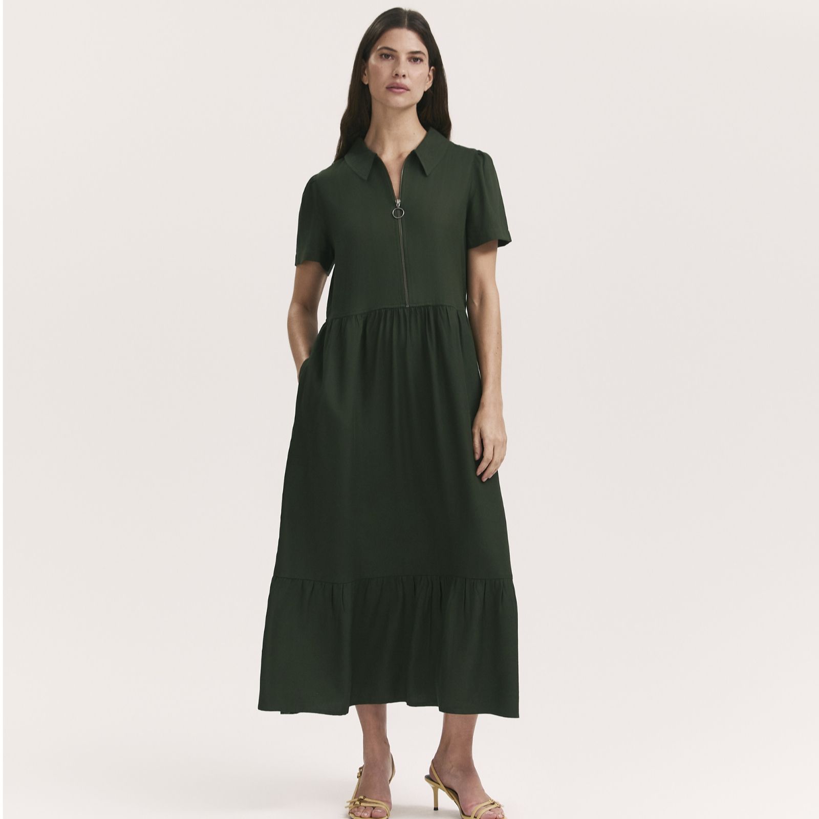 Finery London Orion Vicose Twill Dress with Zip Front Collar