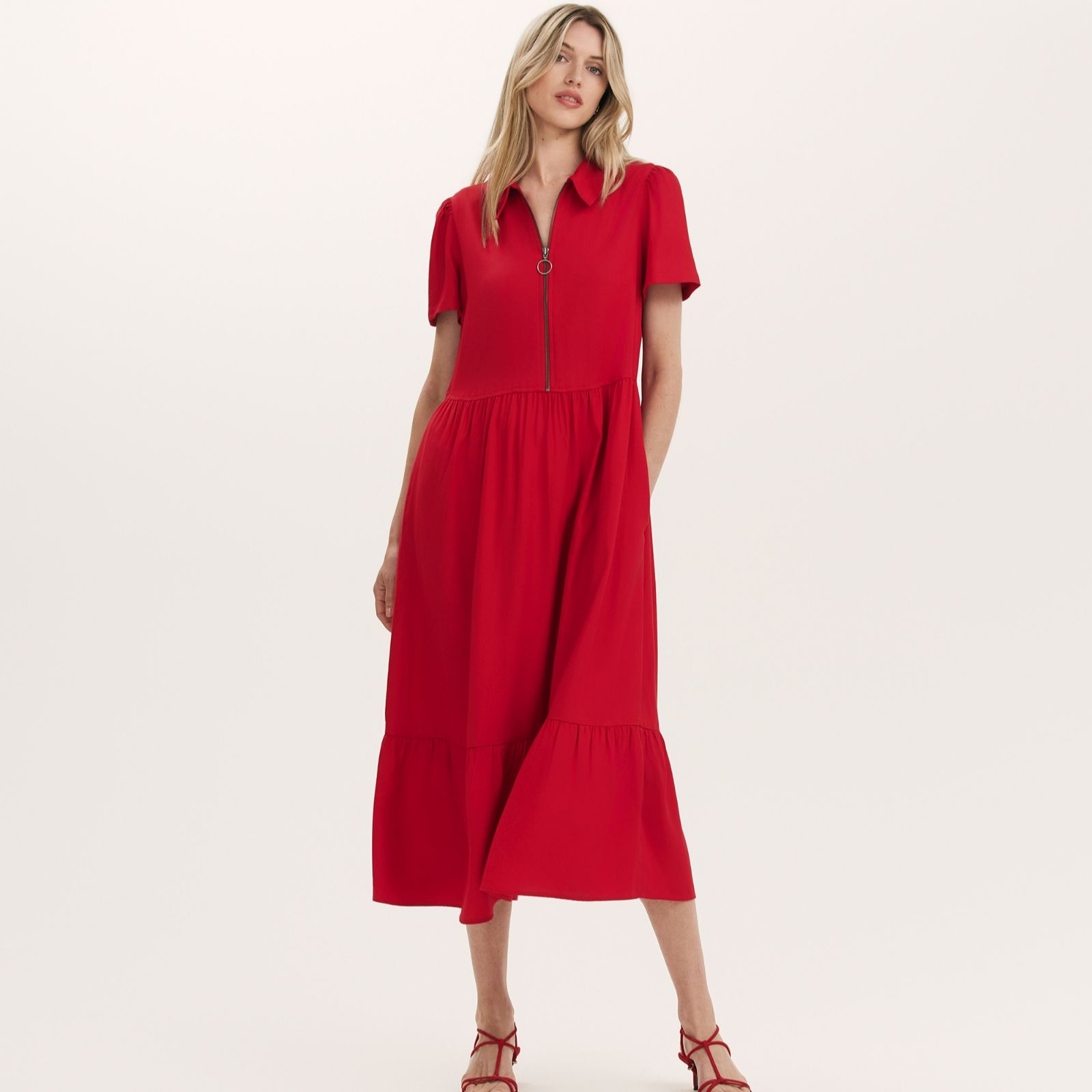 Finery London Orion Vicose Twill Dress with Zip Front Collar