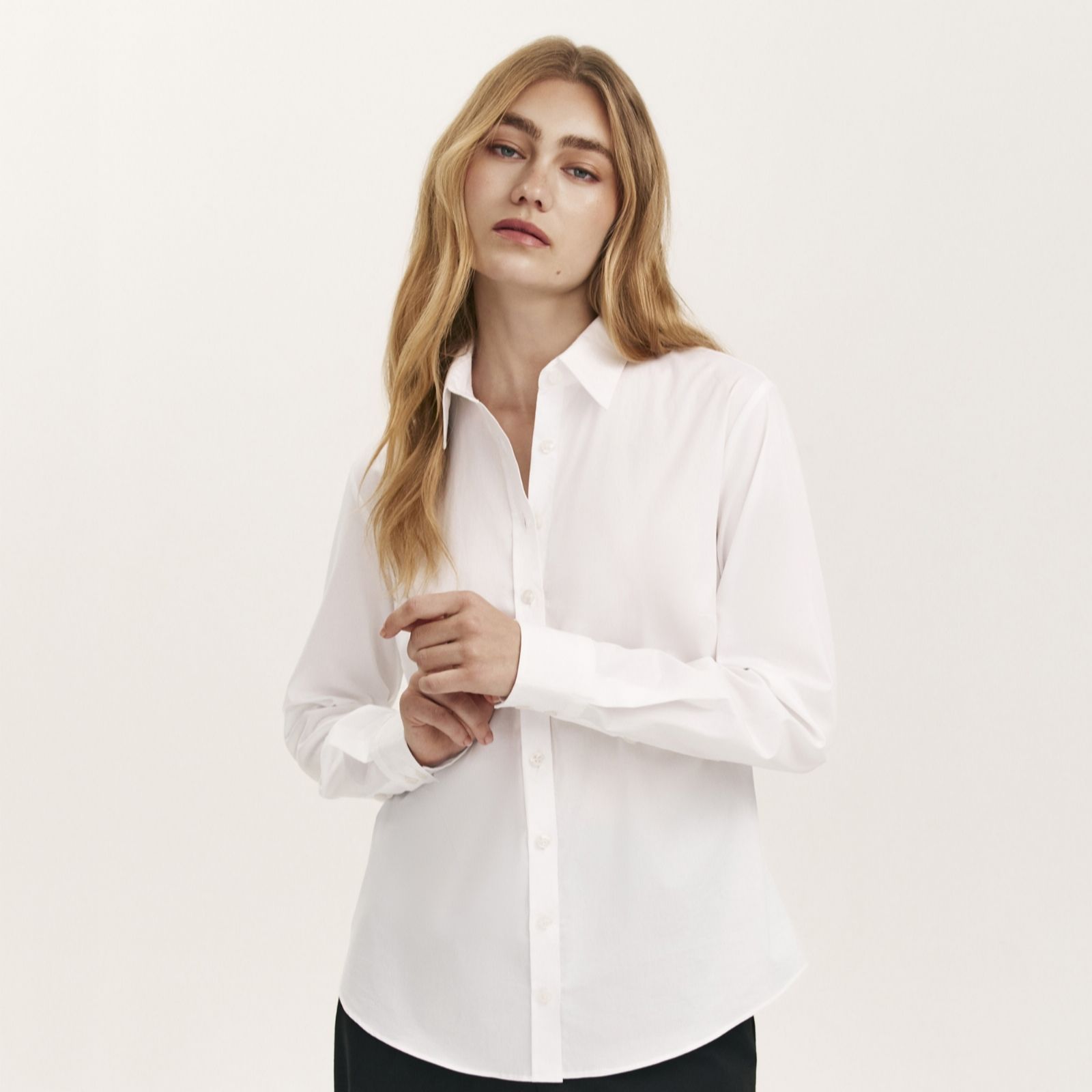 Finery London Molly White Cotton Stretch Shirt