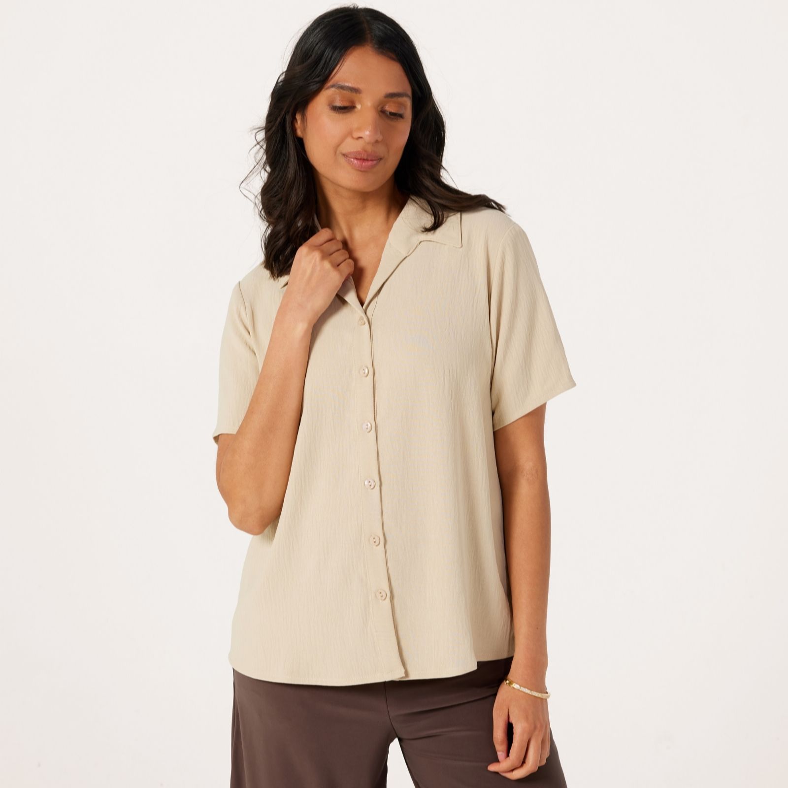 Kim & Co Crinkle Poplin Short Sleeve Sophia Relaxed Shirt