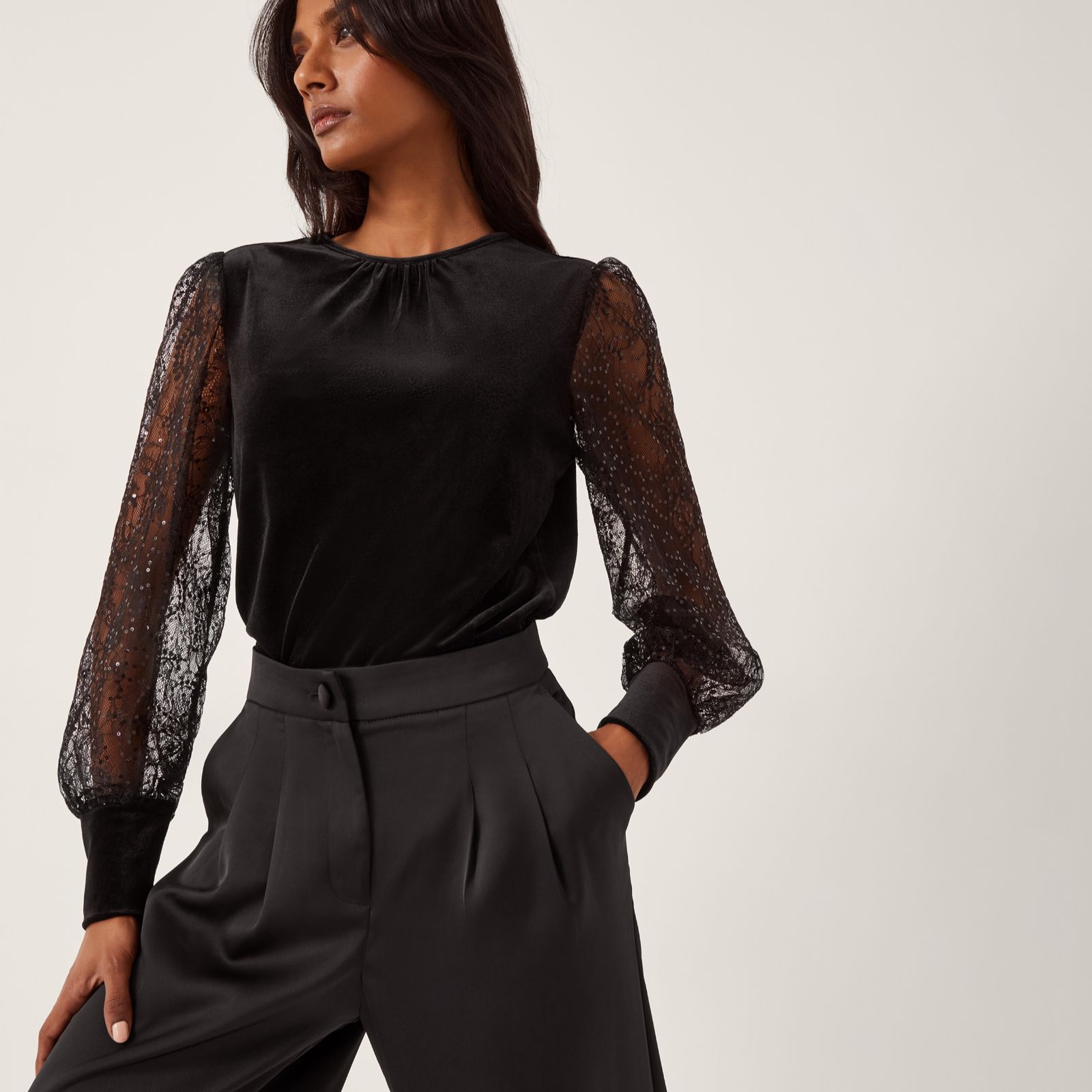 Monsoon Violet Velvet Sequin Top