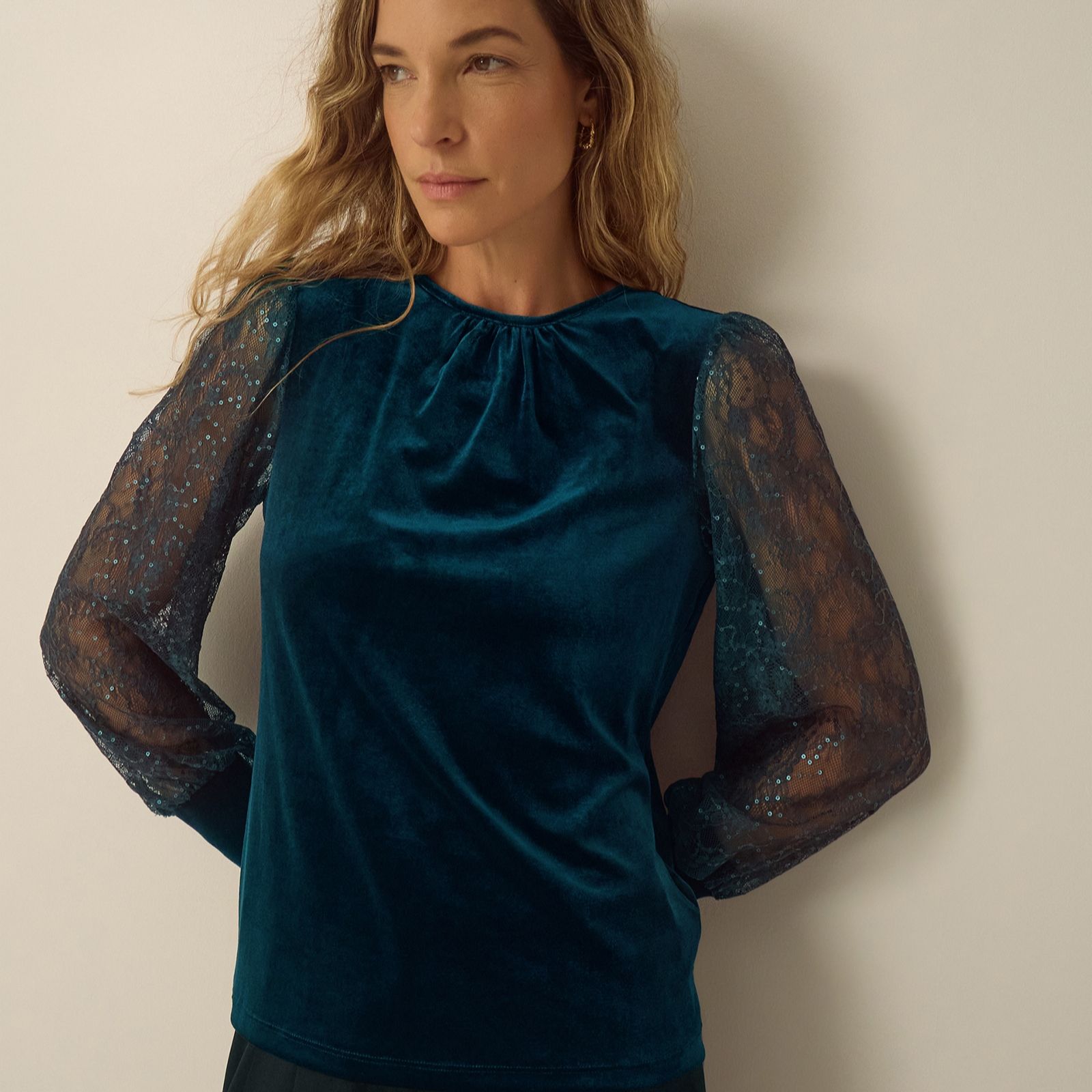 Monsoon Violet Velvet Sequin Top