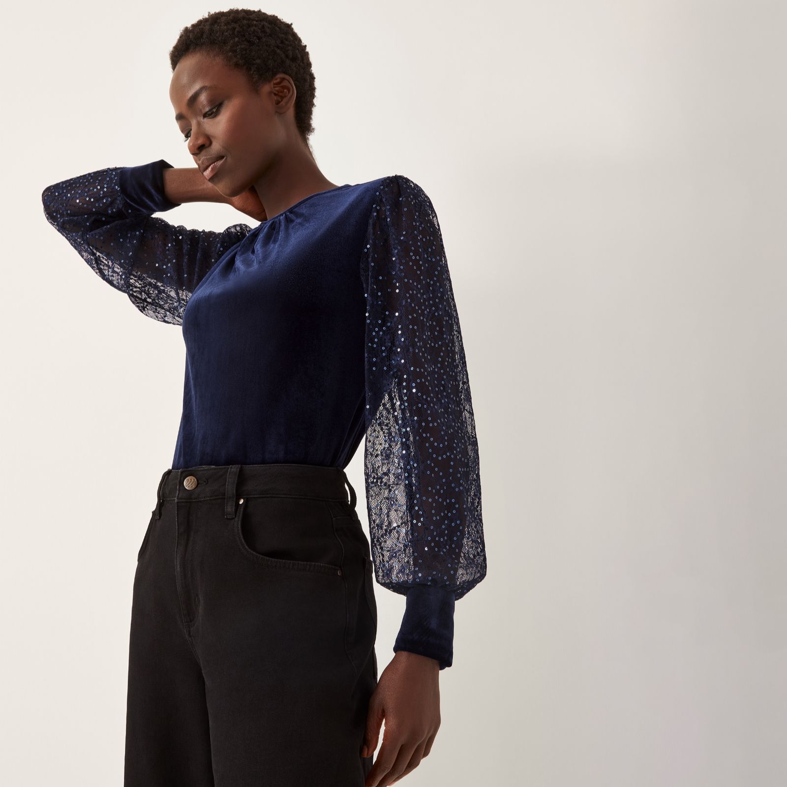 Monsoon Violet Velvet Sequin Top