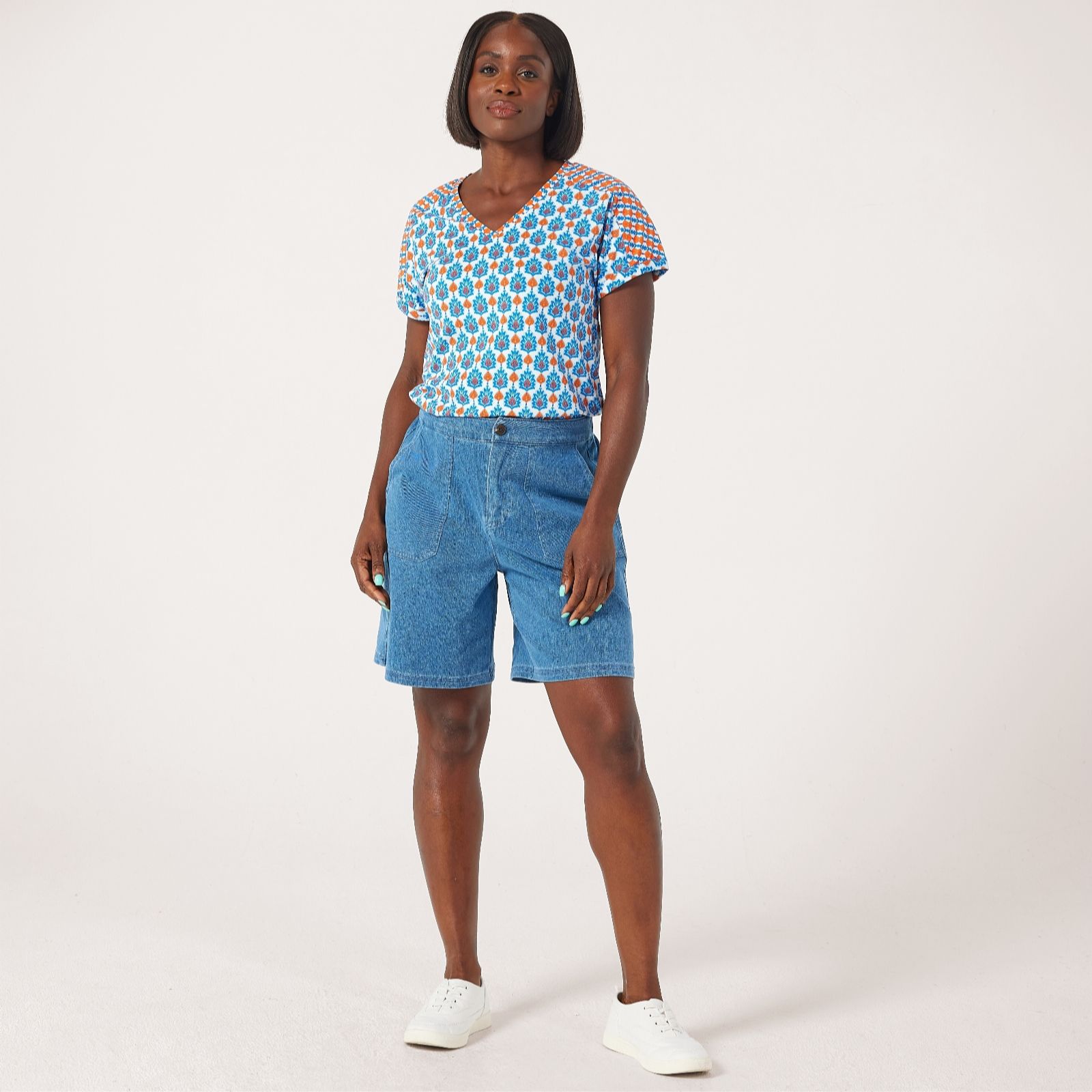 Denim & Co. Comfy Knit Cargo Short Standard