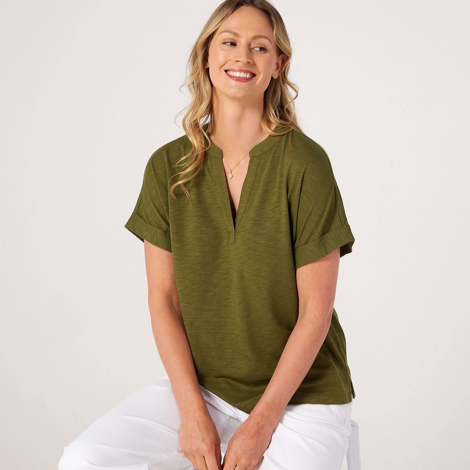 Ruth Langsford Cotton Modal Nehru neck Dolman top