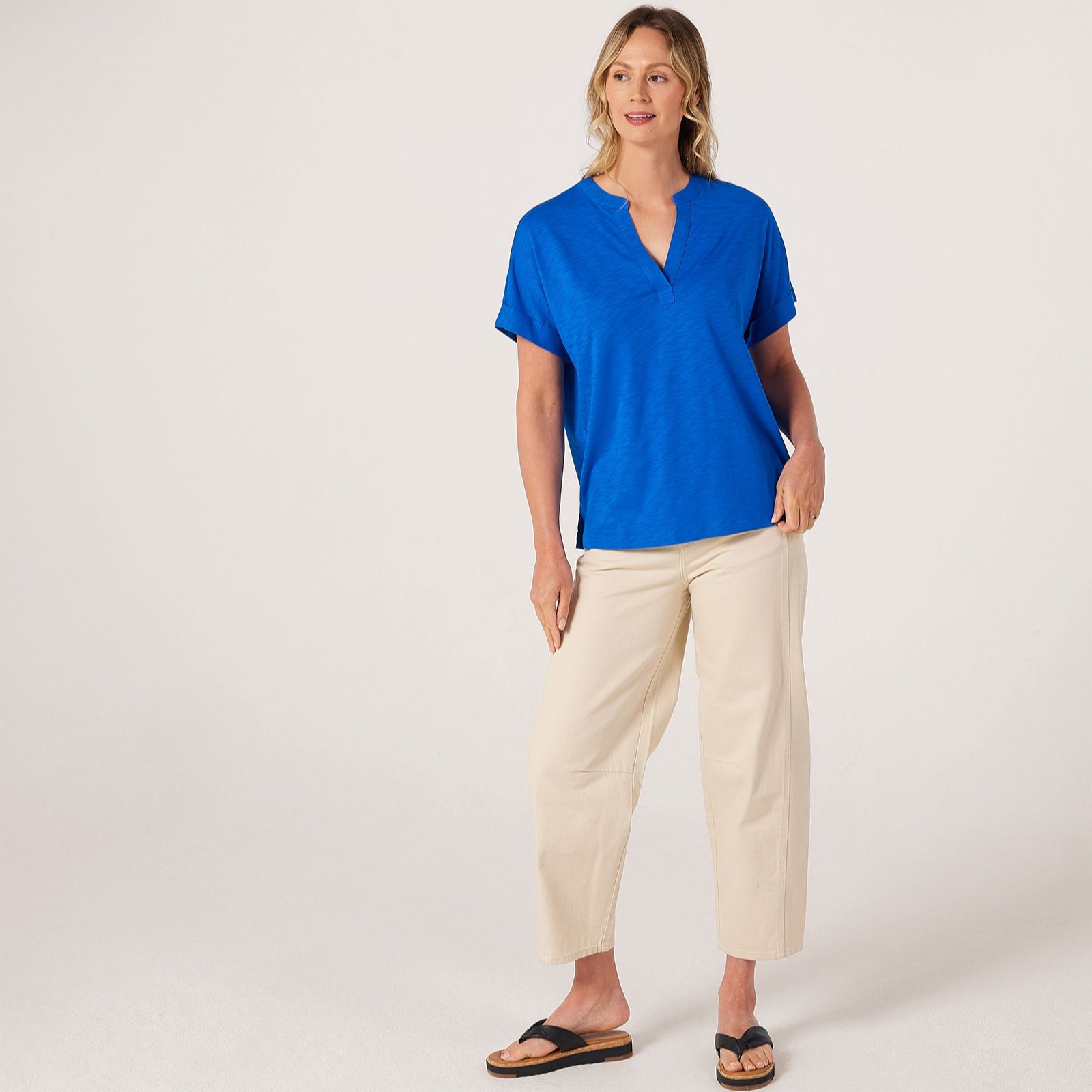 Ruth Langsford Cotton Modal Nehru neck Dolman top