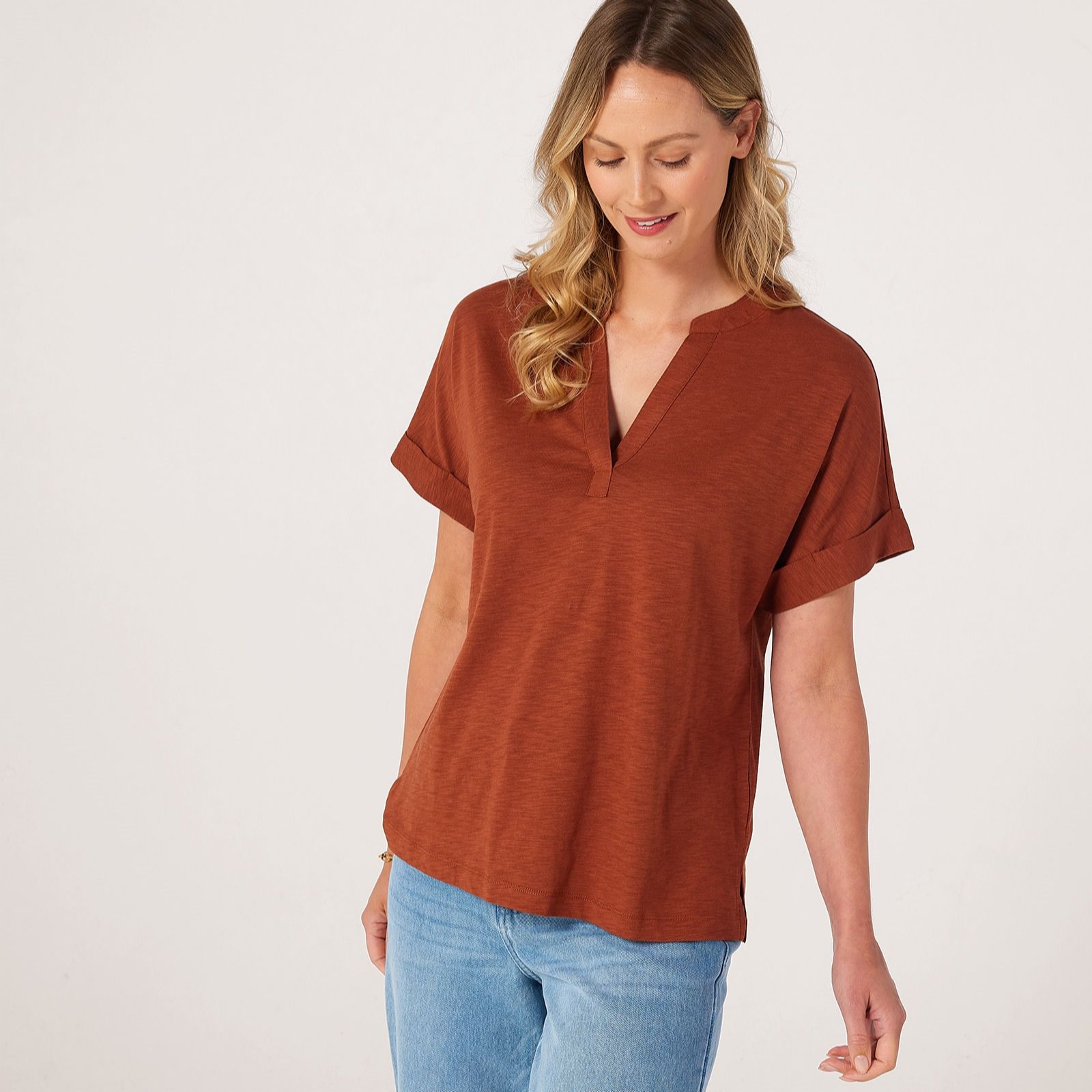 Ruth Langsford Cotton Modal Nehru neck Dolman top