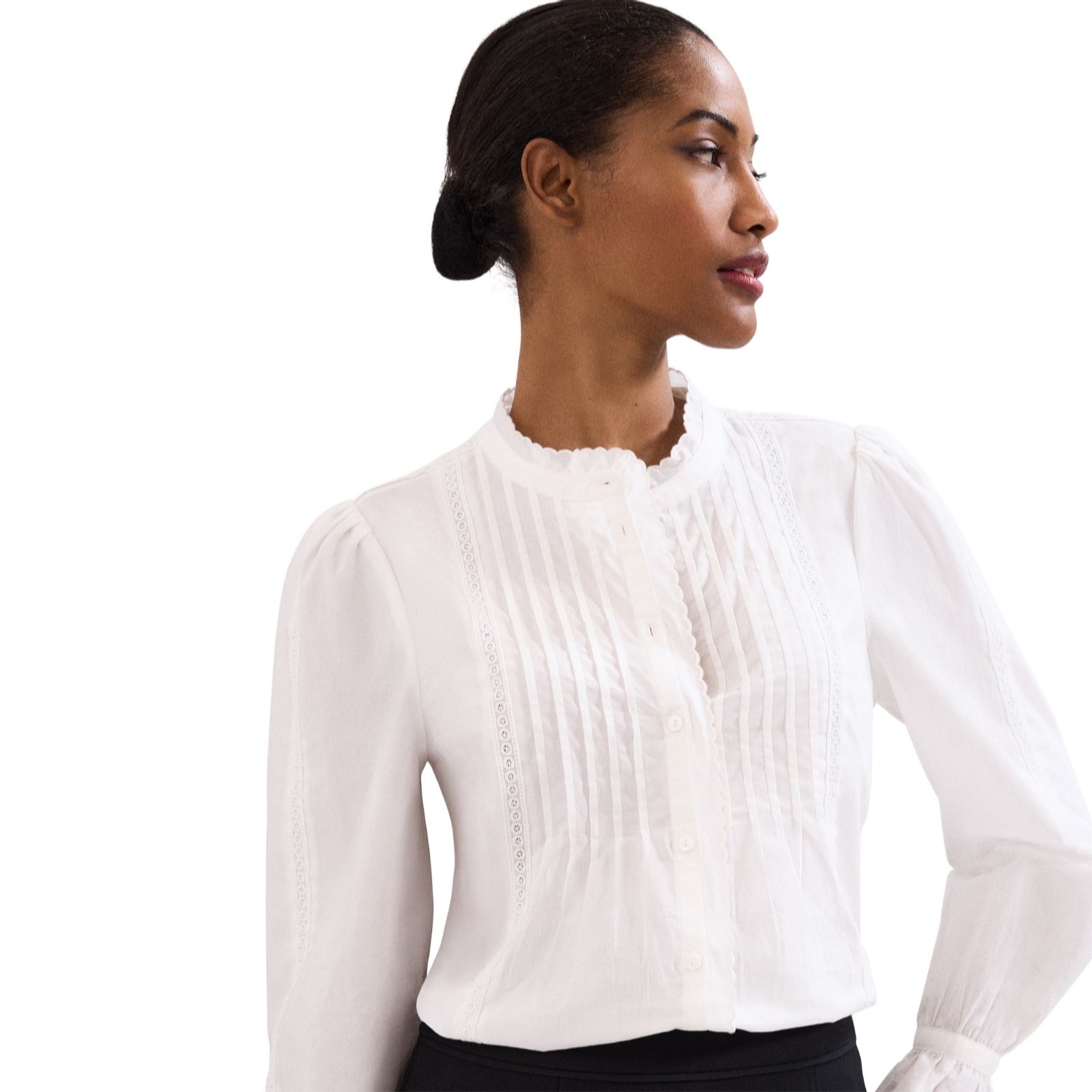 Phase Eight Laurie Cotton Ruffle Blouse