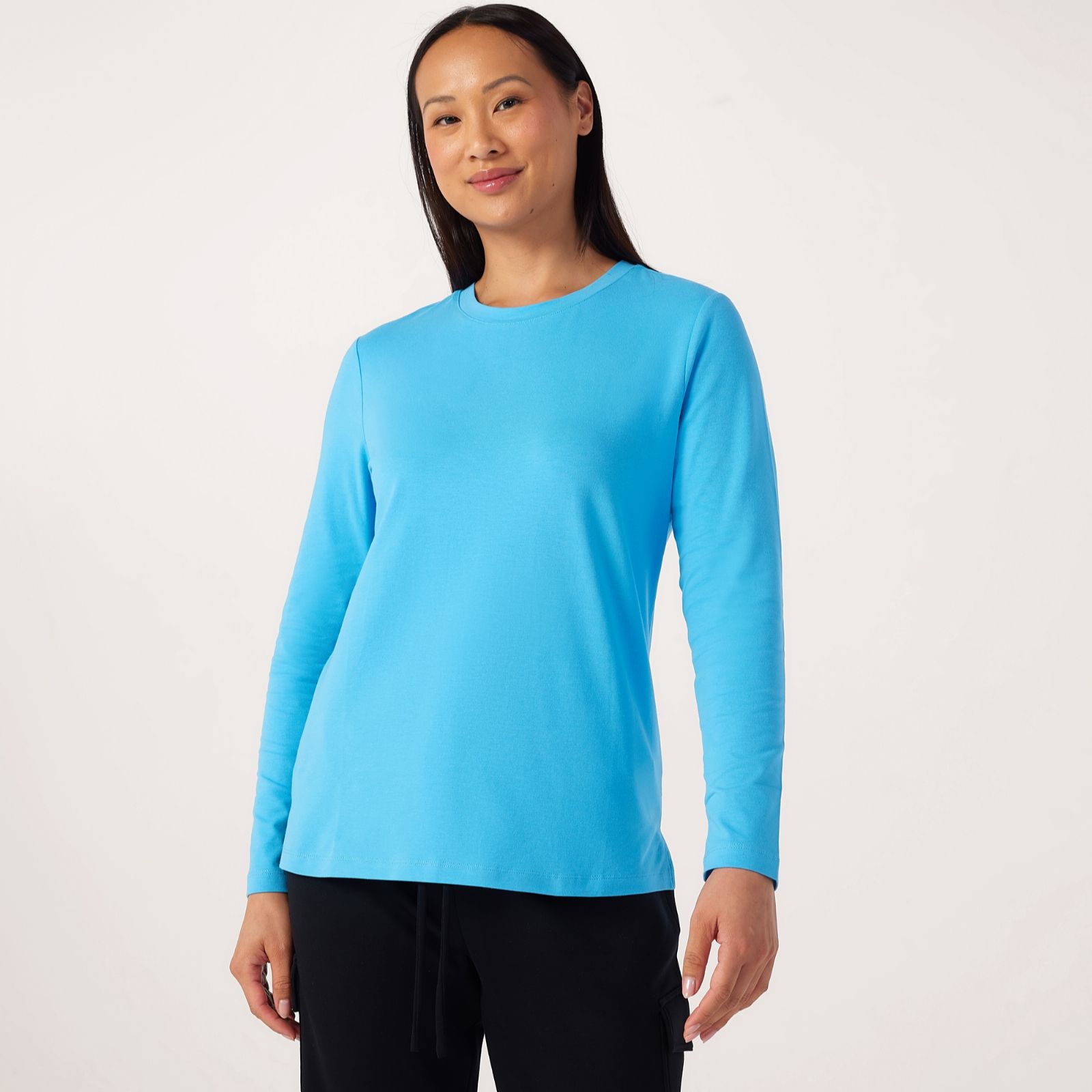 Denim & Co. Essential Long Sleeve Crew Neck Top