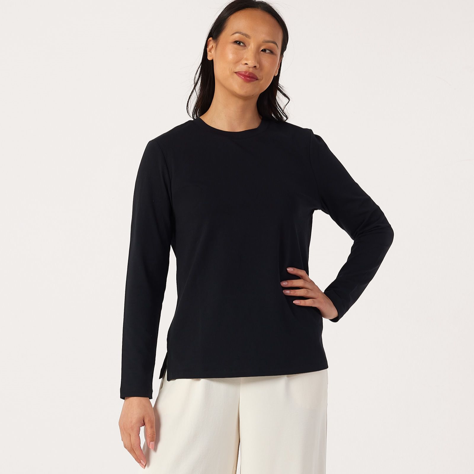 Denim & Co. Essential Long Sleeve Crew Neck Top