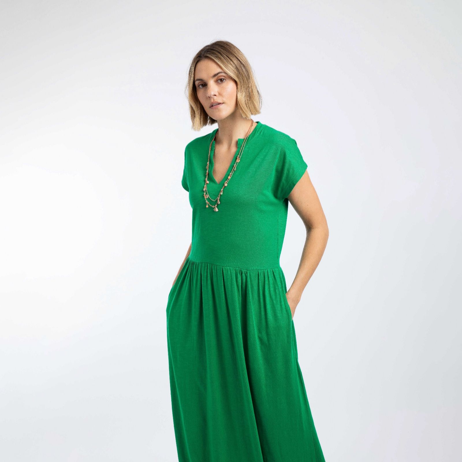 Weird Fish Reed Jersey Notch Neck Maxi Dress