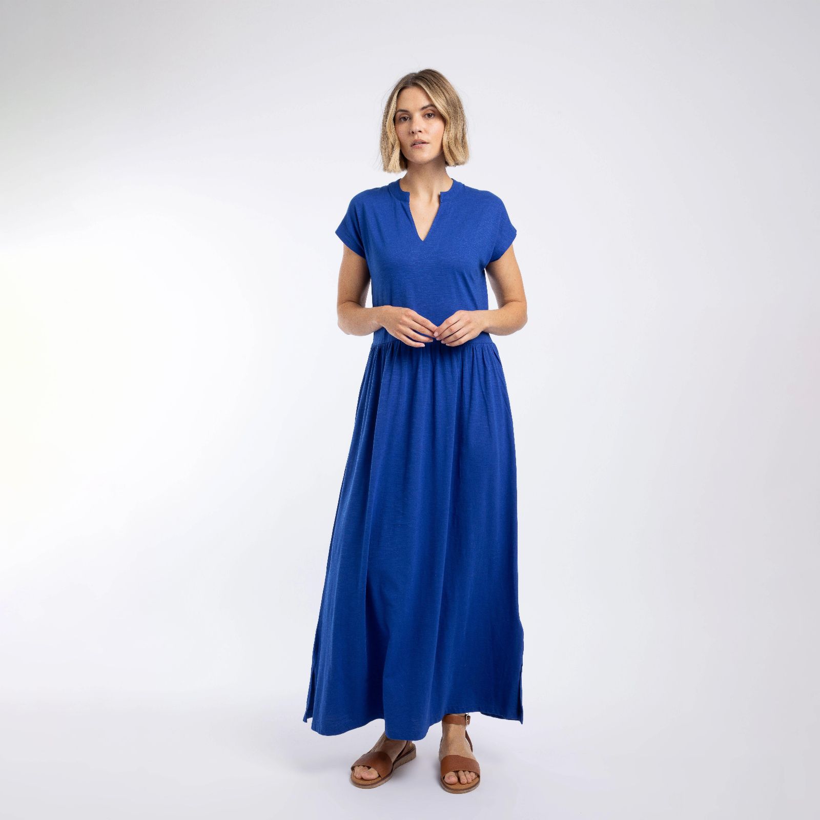 Weird Fish Reed Jersey Notch Neck Maxi Dress