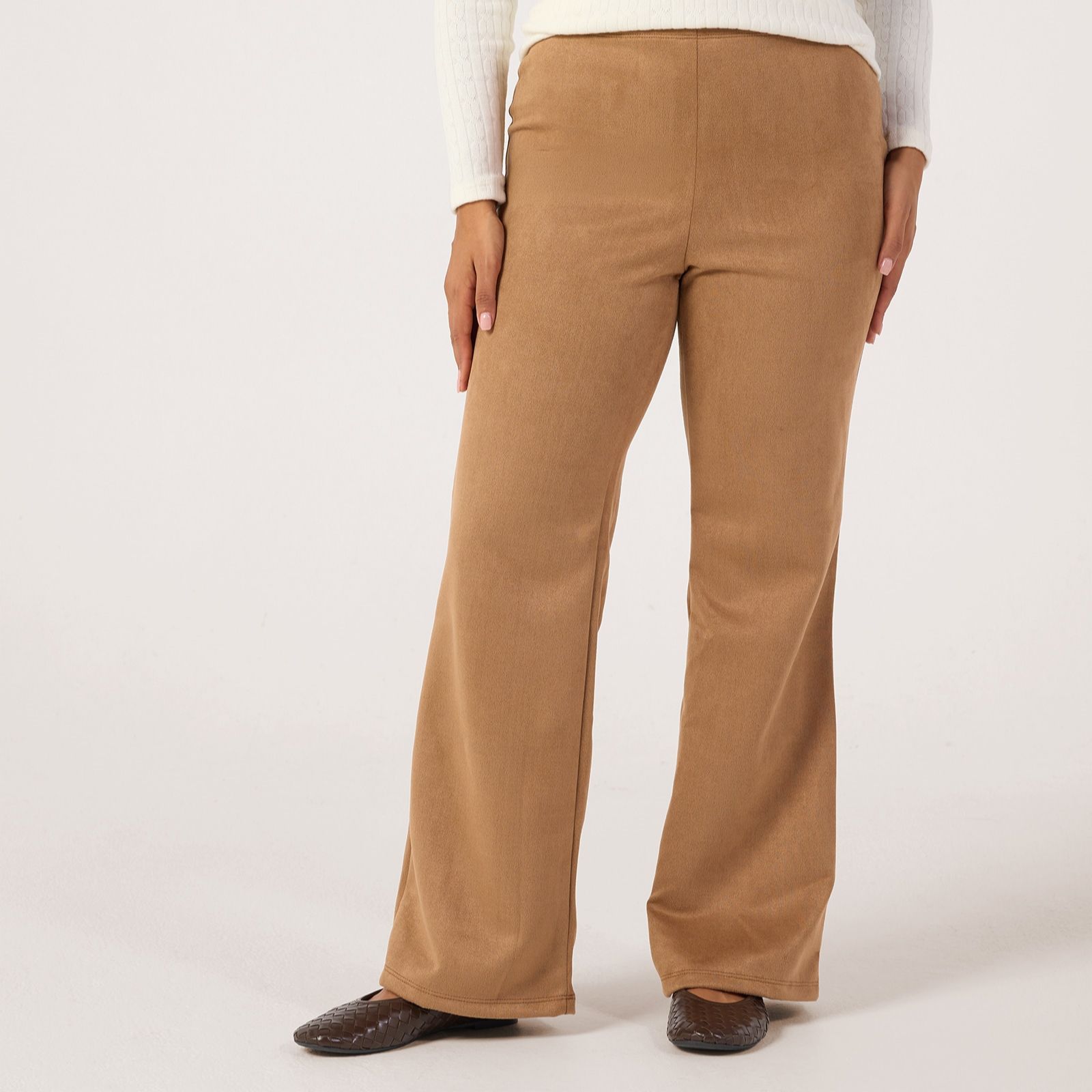 Kim & Co Stretch Faux Suede Ella Flared Petite Trousers