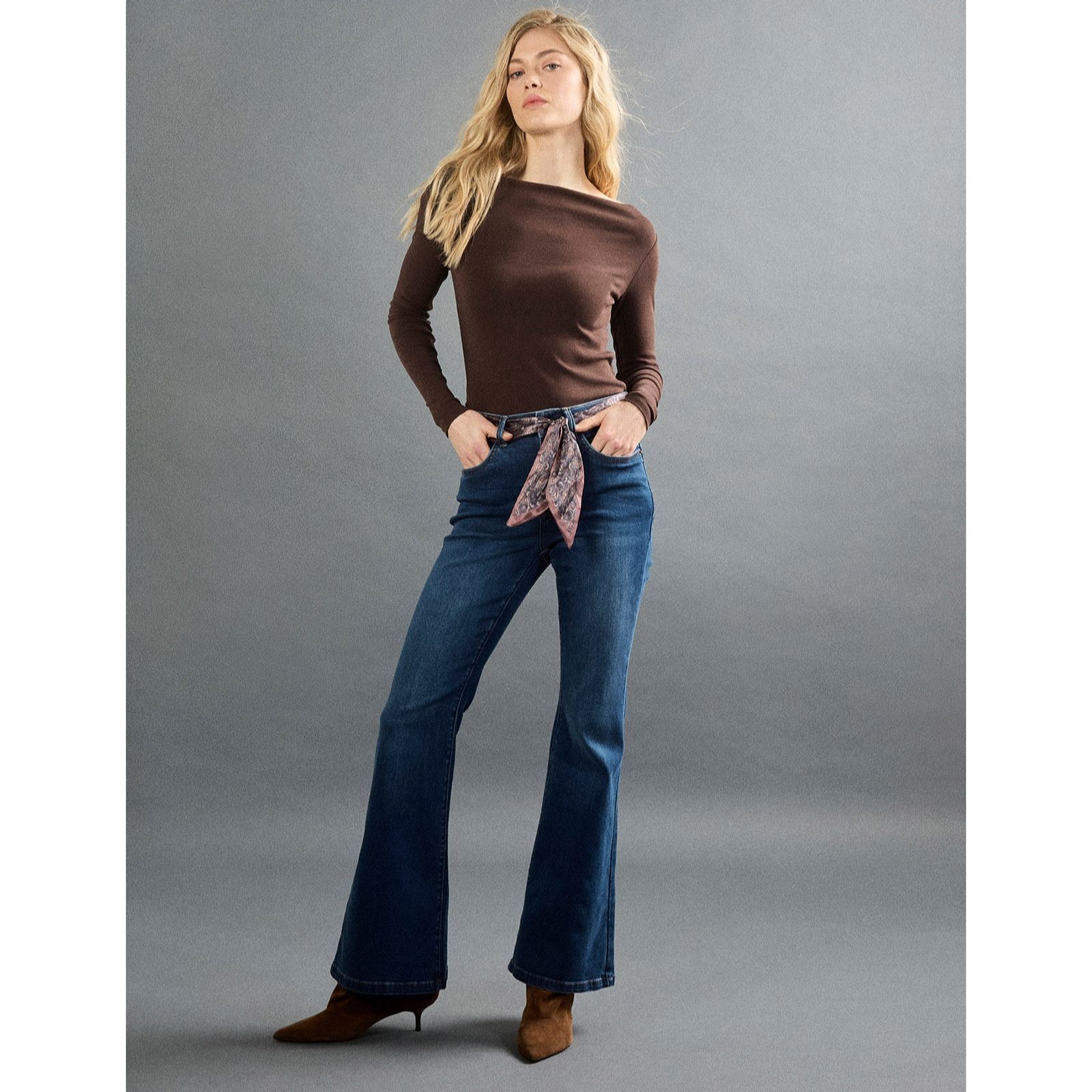 Apricot Lulu Scarf Belted Jeans