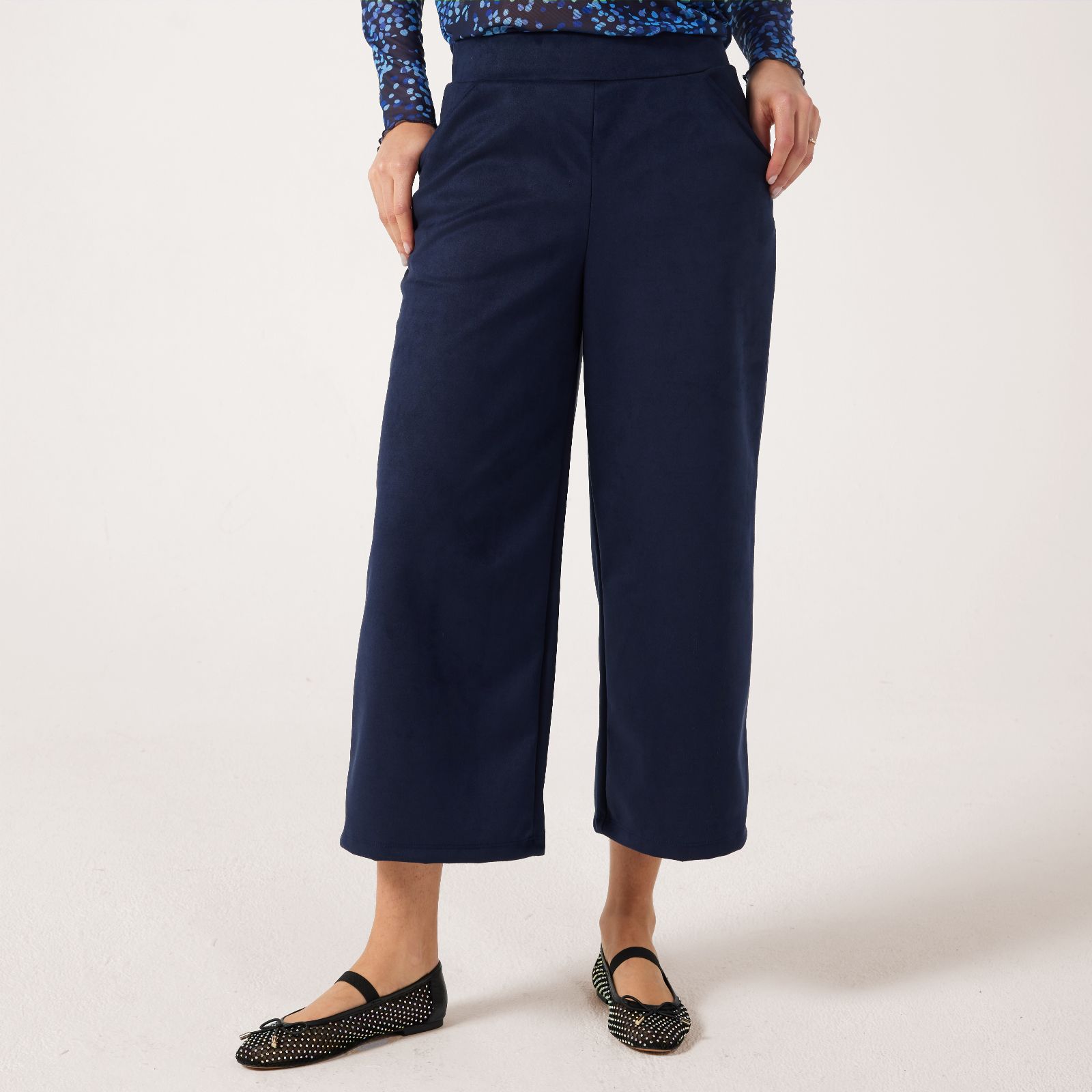 Kim & Co Stretch Suede Amanda Cropped Standard Trousers