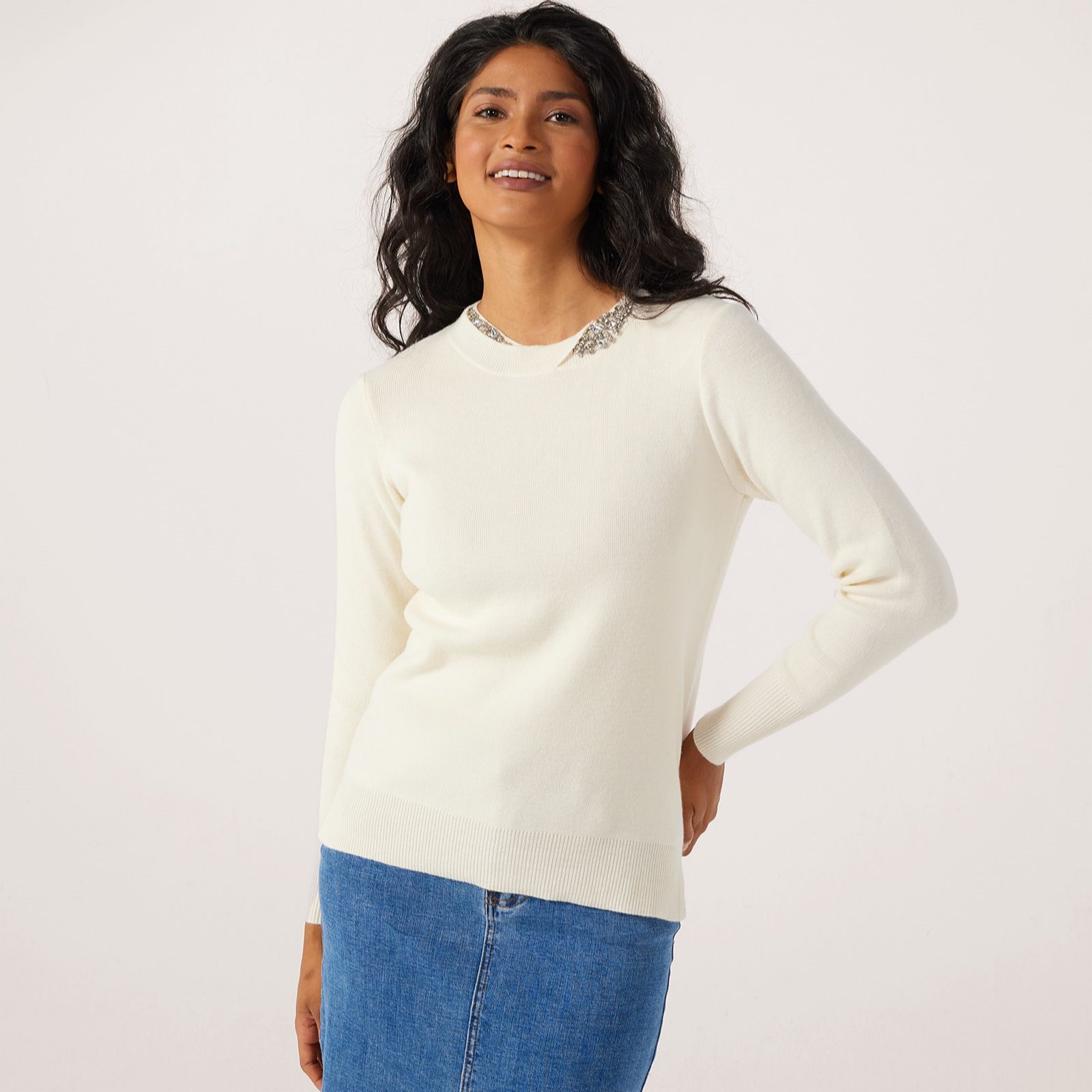 Monsoon Eva Embellished Neck Jumper