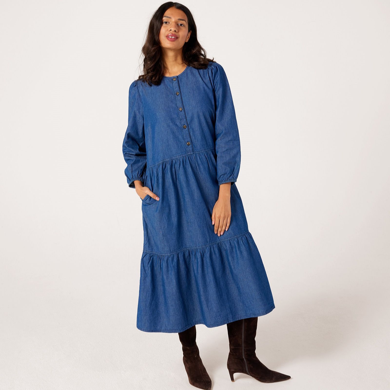Denim & Co. Cotton Tiered Dress Standard
