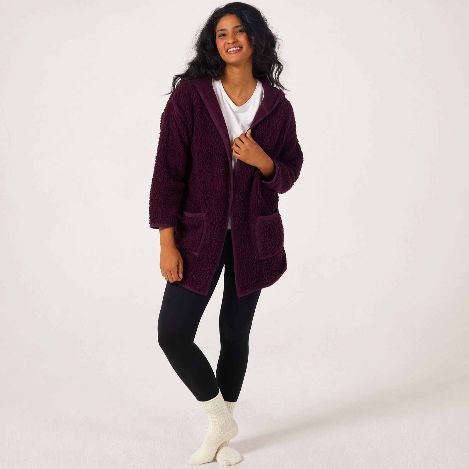 Cozee Home Borg Edge-to-Edge Cardigan