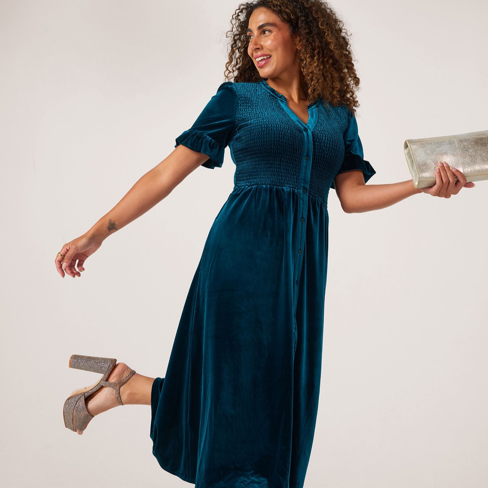 Dannii Minogue Velvet Shirred Dress Standard