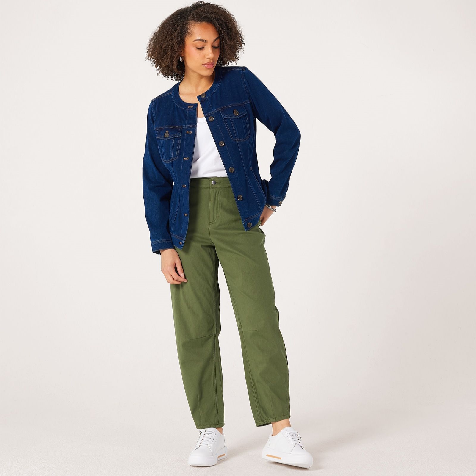 Denim & Co. Comfy Knit Collarless Denim Jacket