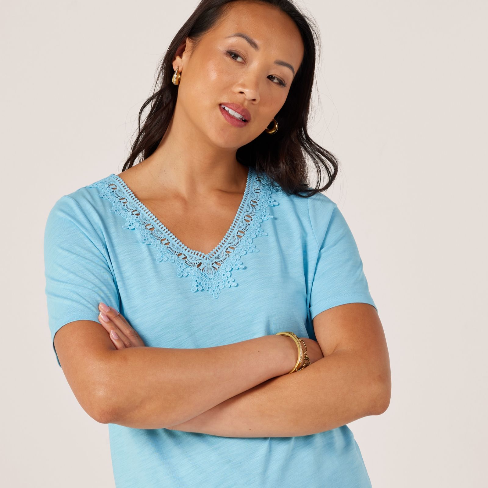 Ruth Langsford Cotton Modal Crochet neck tim top