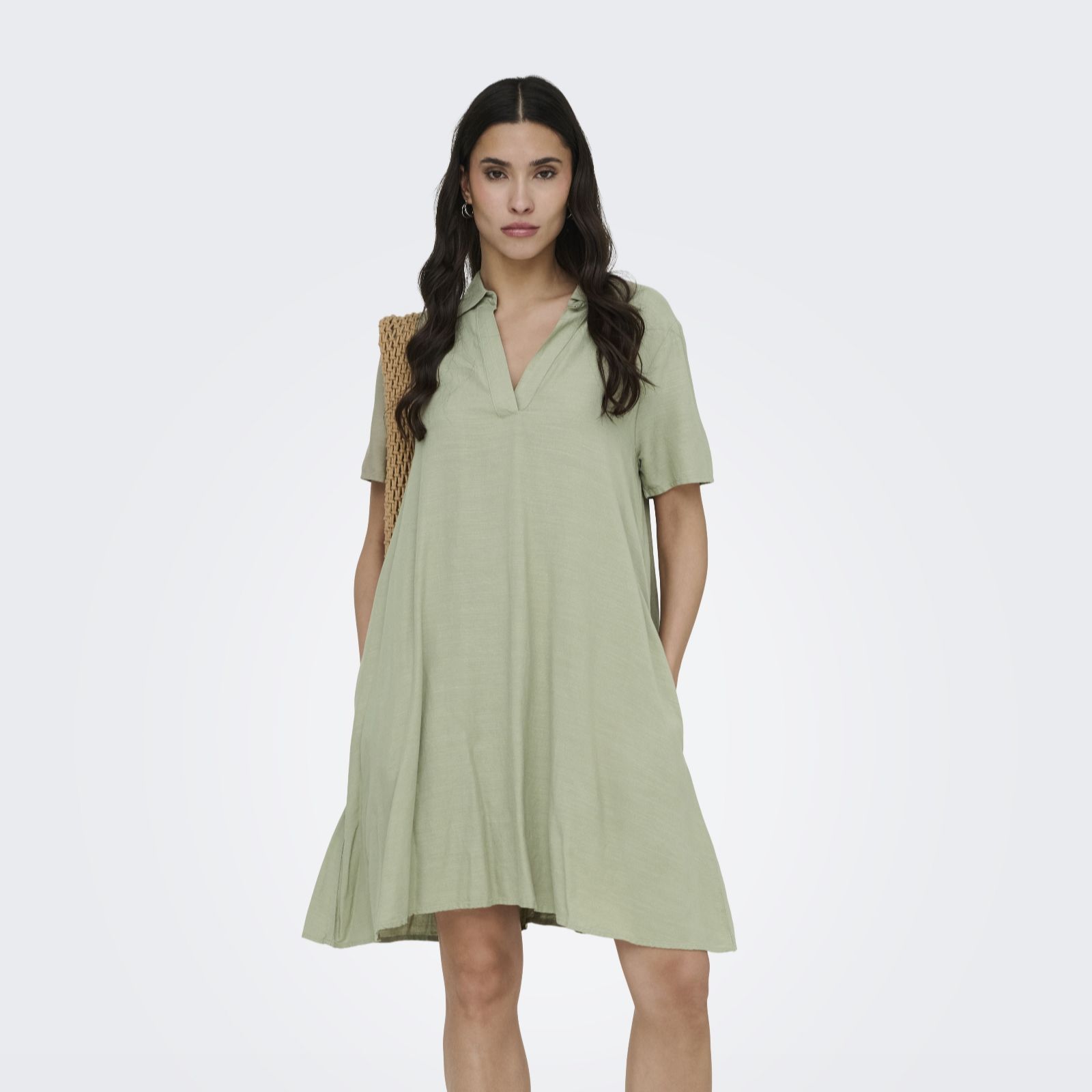 JDY Caya Linen Blend Collared Dress