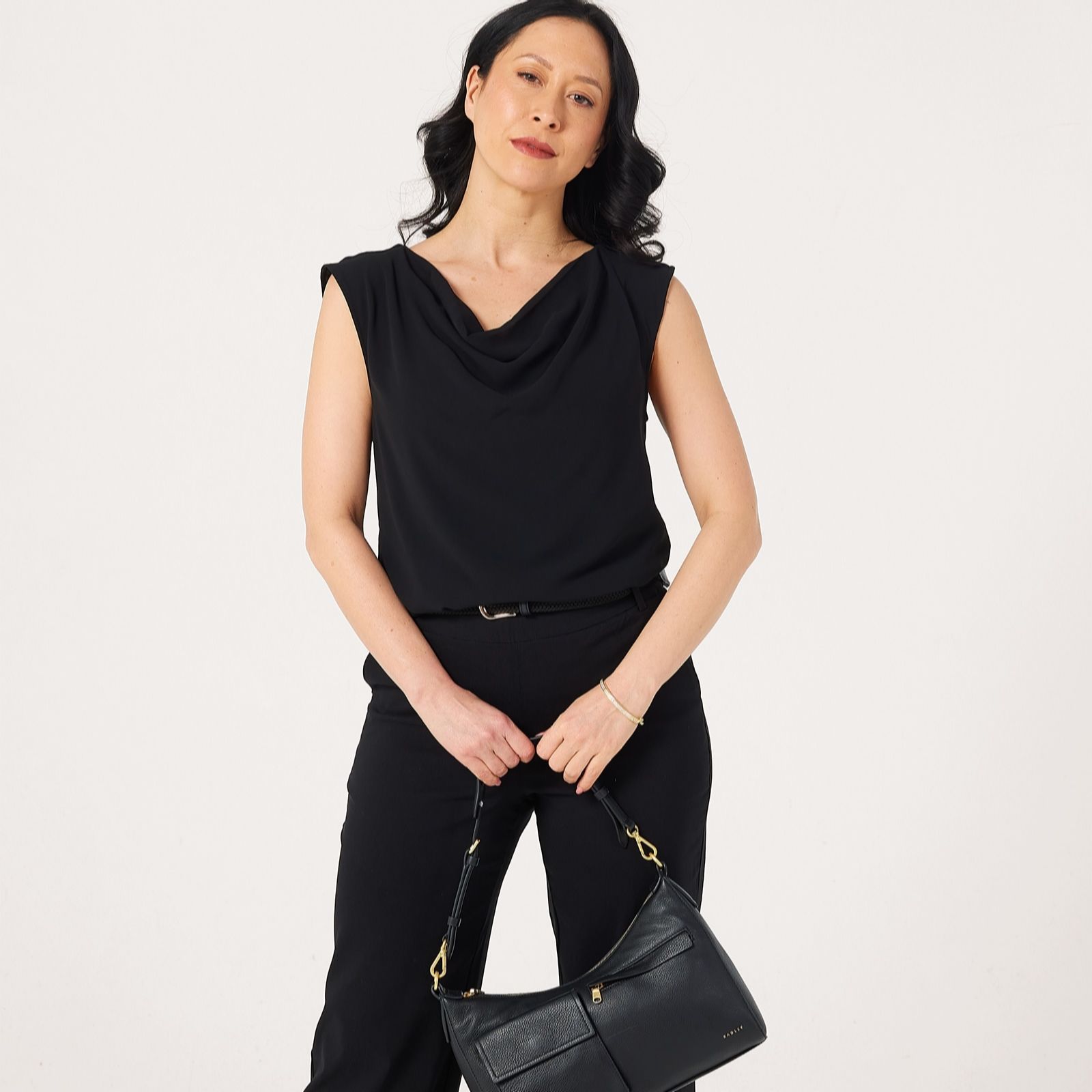 MarlaWynne Collection Chiffon Cowl Neck Top