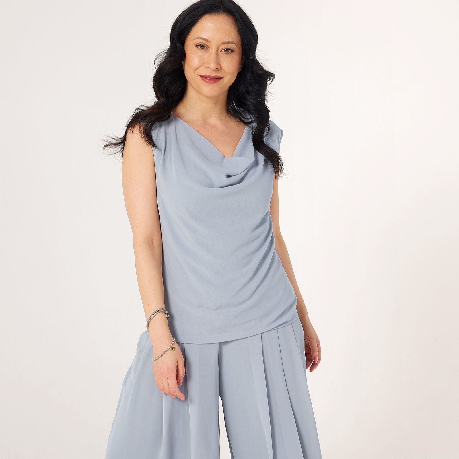 MarlaWynne Collection Chiffon Cowl Neck Top