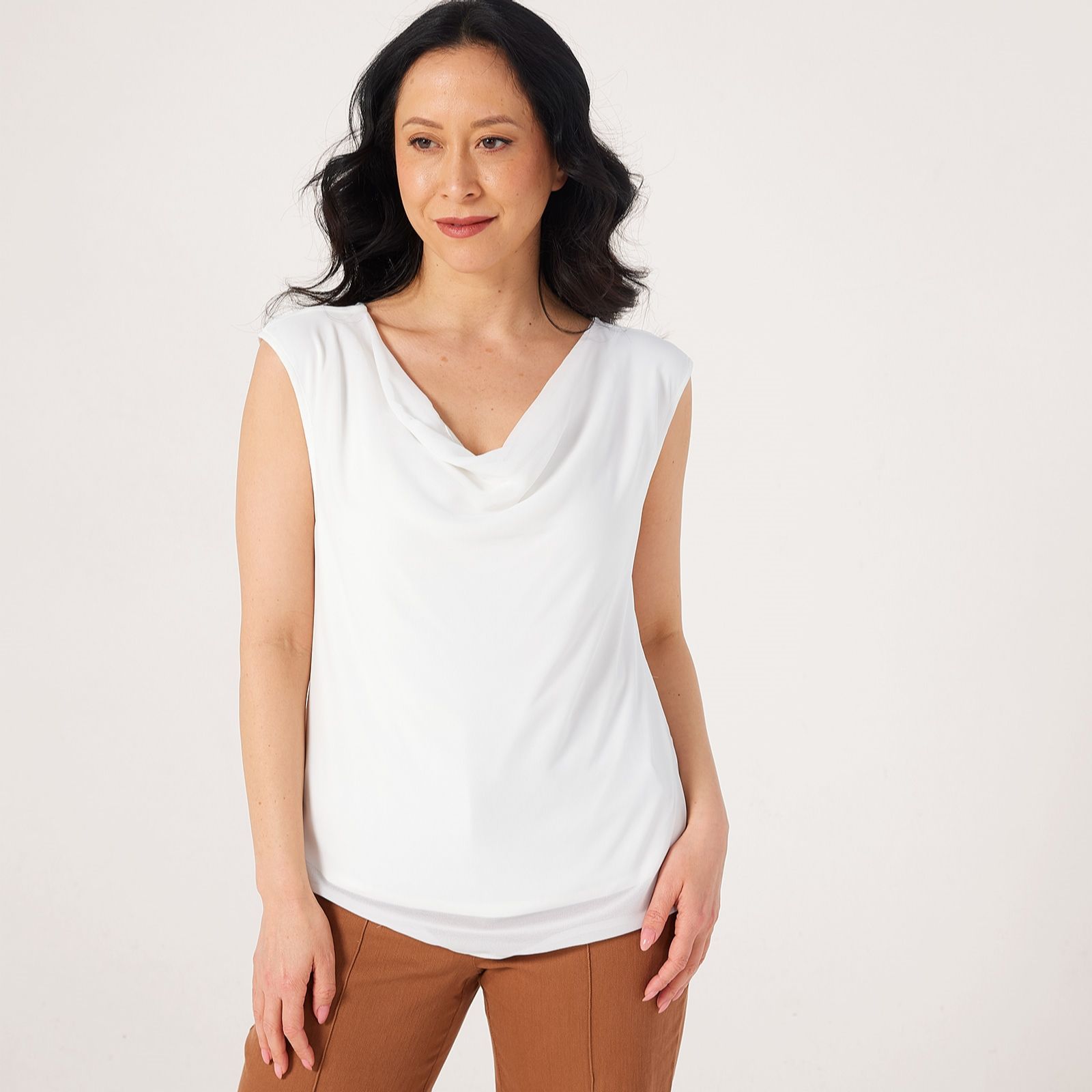 MarlaWynne Collection Chiffon Cowl Neck Top