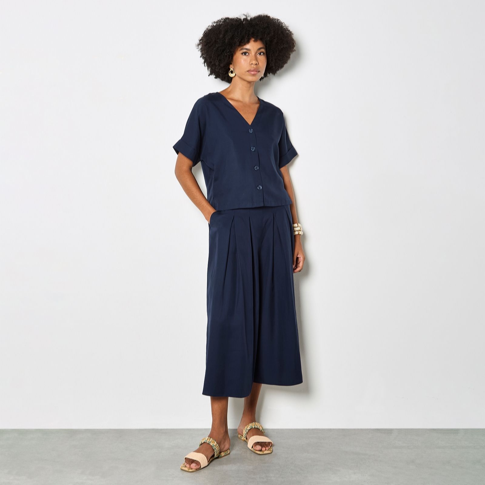 Apricot Linen Mix Wide Leg Pleated Trousers