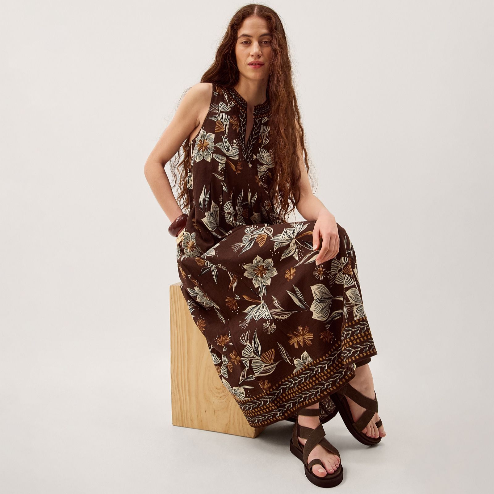 Monsoon Esther Printed Linen Dress