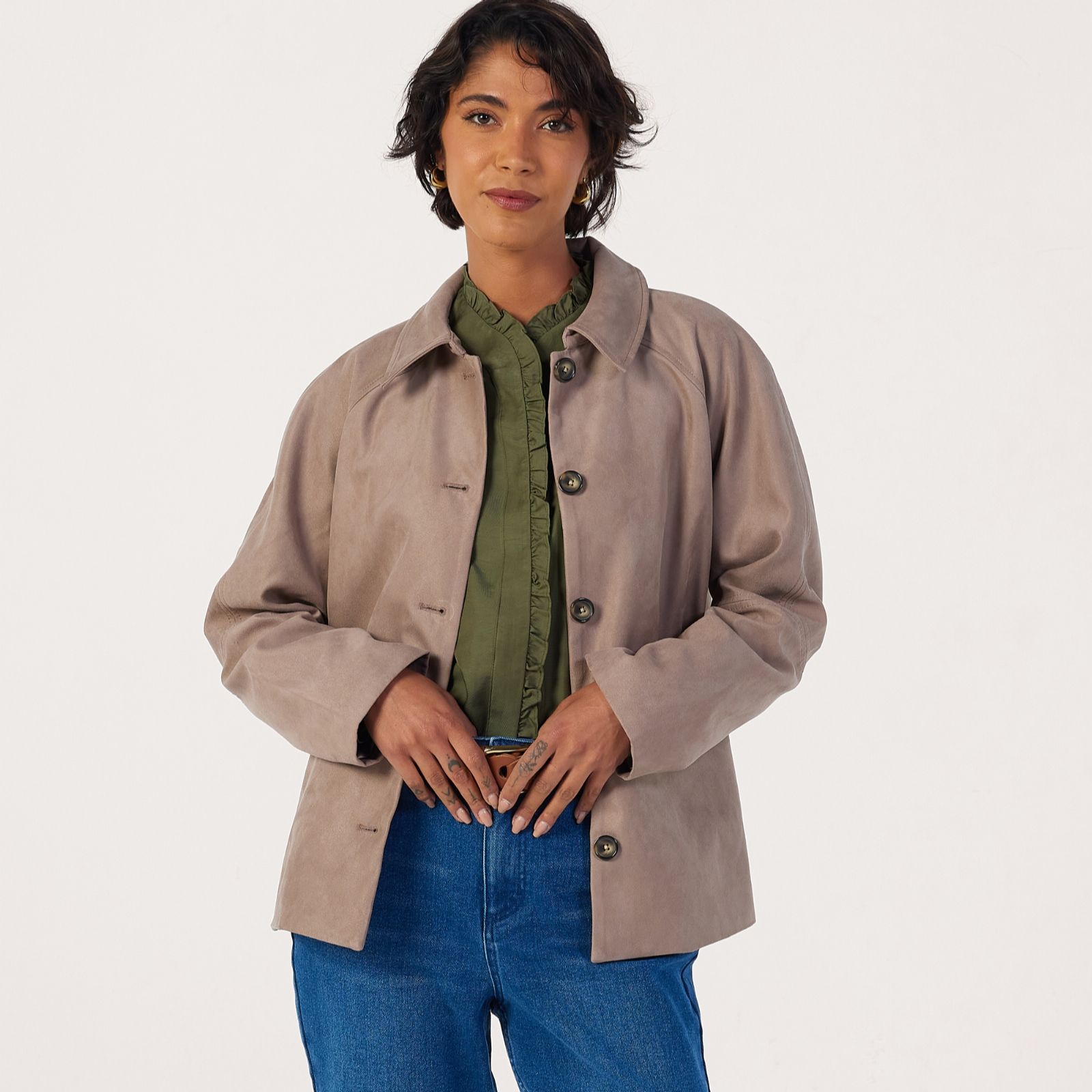 Ben De Lisi Button Front Faux Suedette Jacket