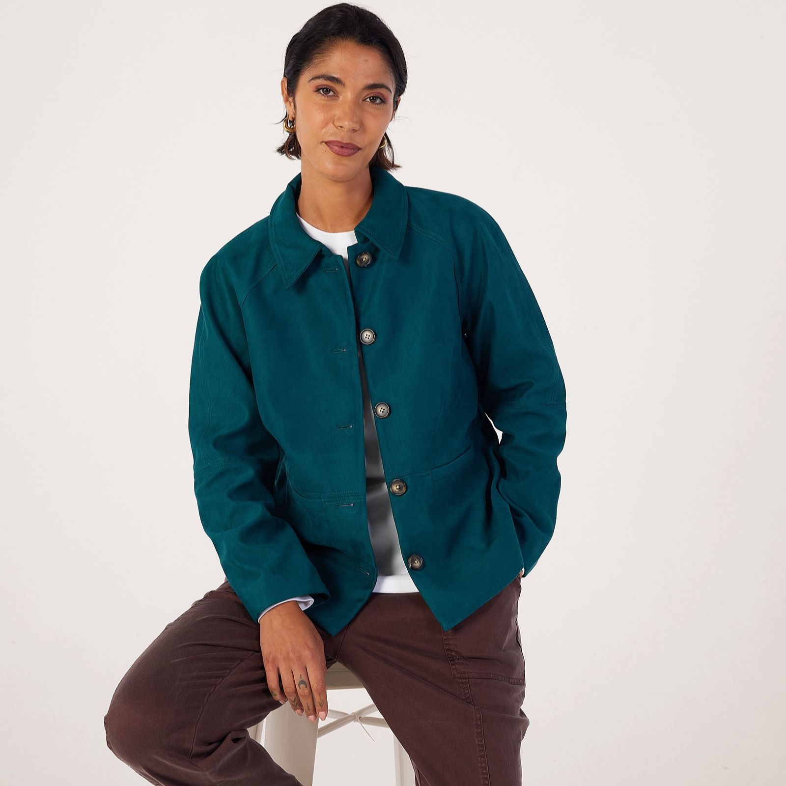 Ben De Lisi Button Front Faux Suedette Jacket