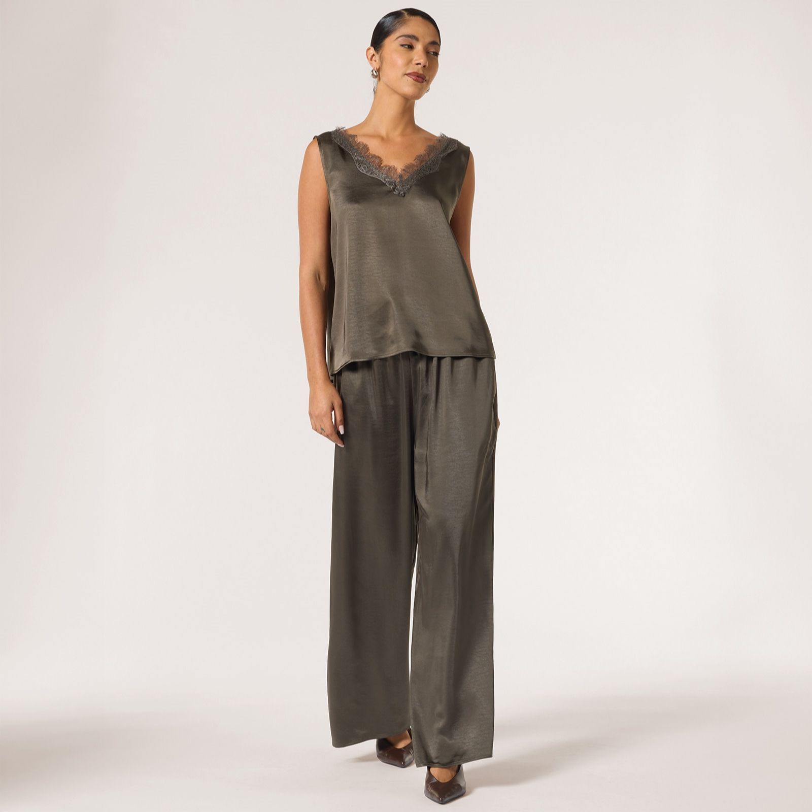 Ben de Lisi Lace Trim Satin Cami