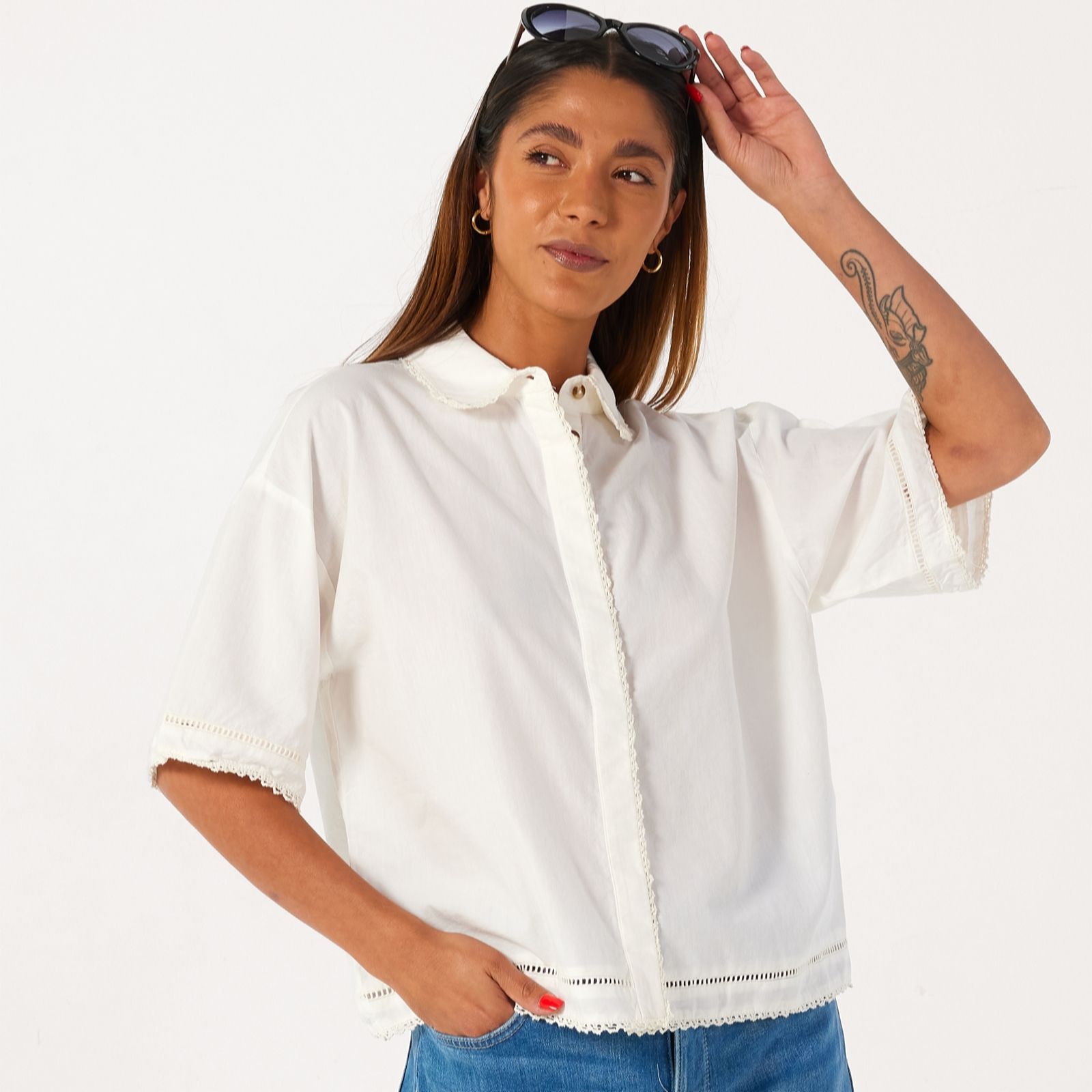 Selected Femme Novi Crotchet Detail Shirt