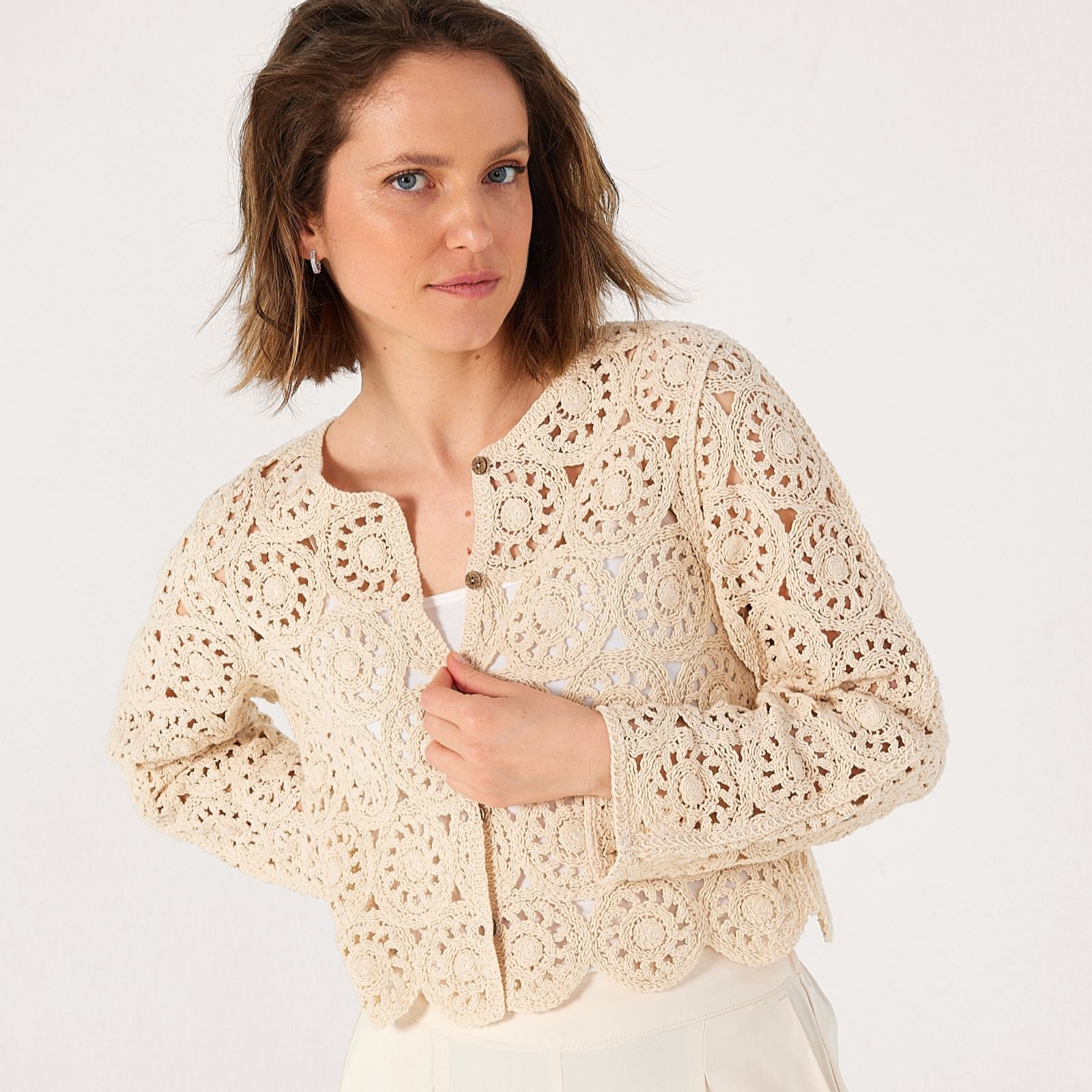Izabel London Crochet Knit Cardigan