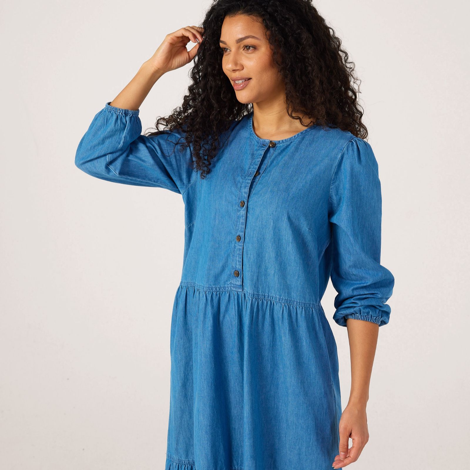 Denim & Co. Cotton Tiered Dress Petite