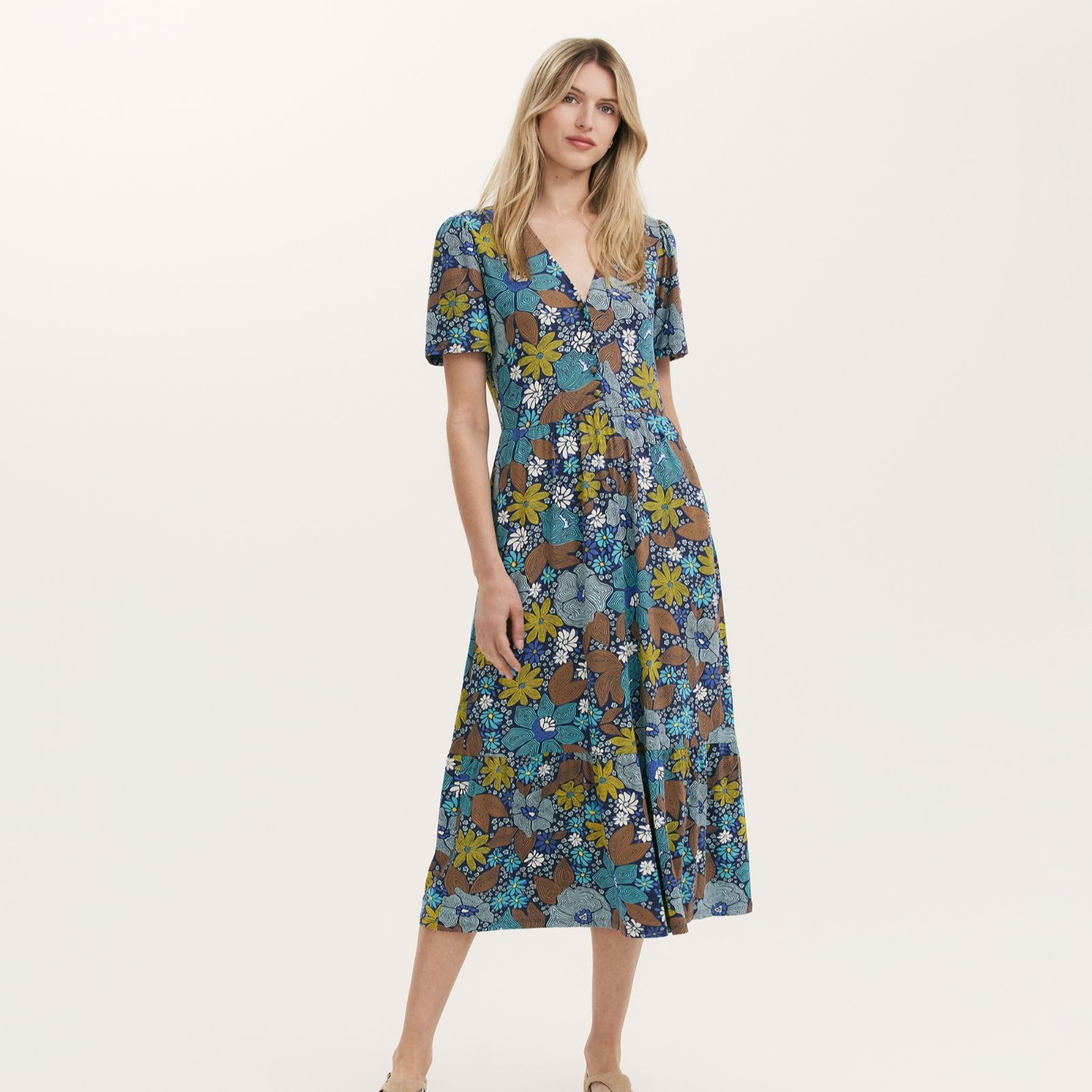 Finery London Edith Viscose Stretch Jersey Print Dress