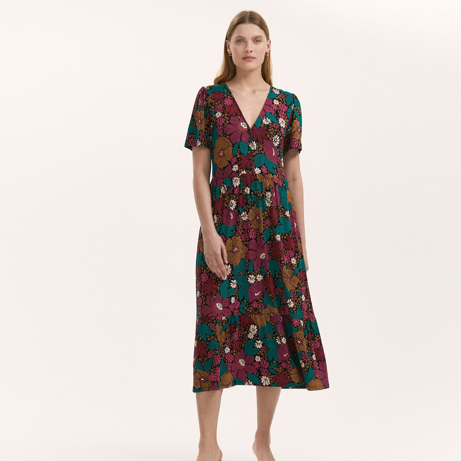 Finery London Edith Viscose Stretch Jersey Print Dress