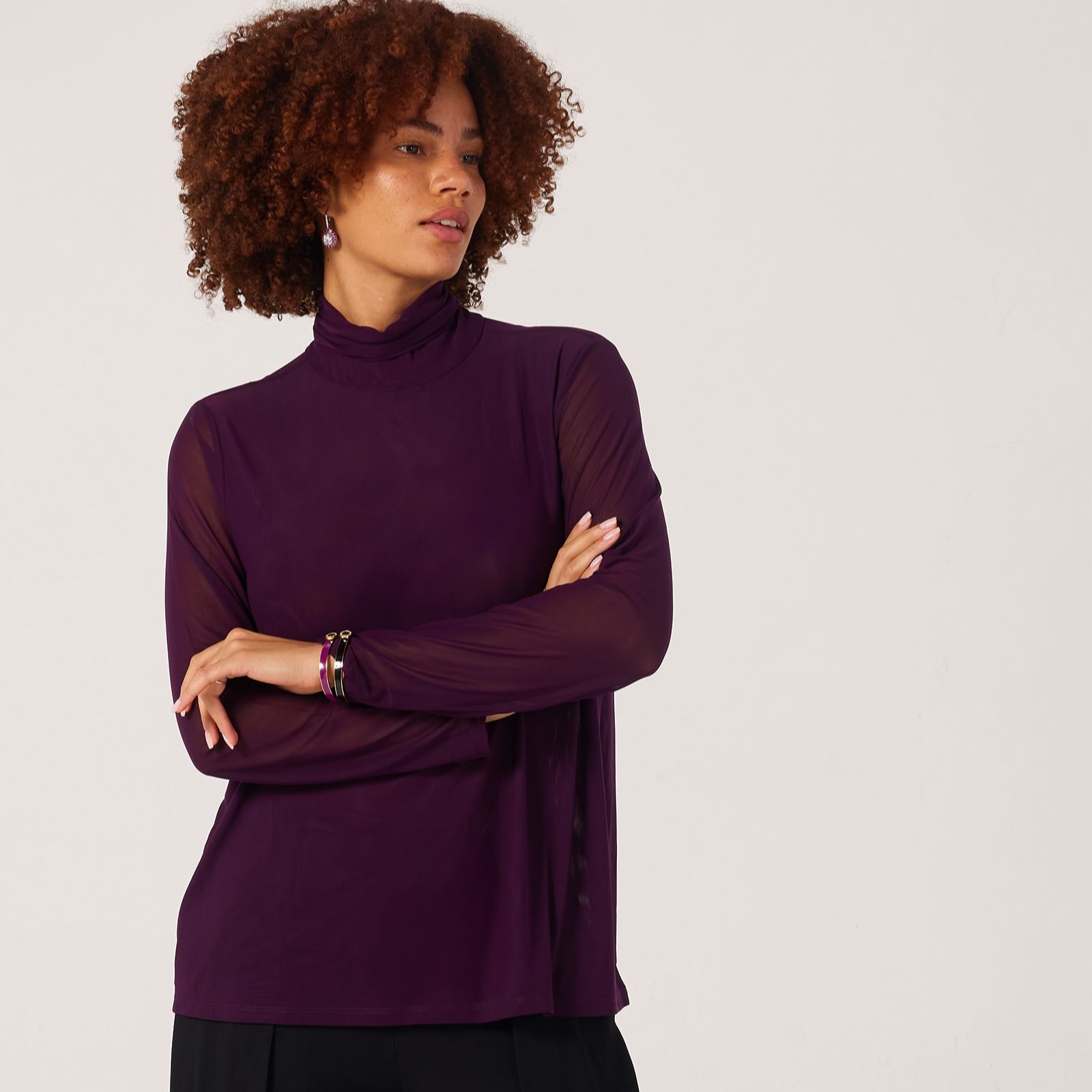 MarlaWynne Layers Mesh Roll-Neck Top