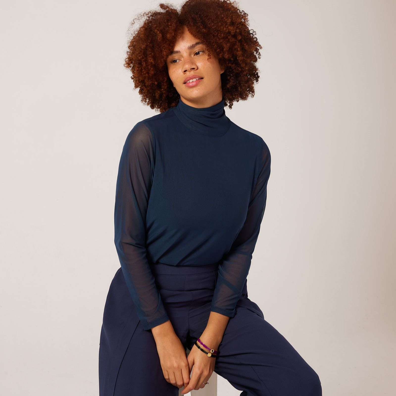 MarlaWynne Layers Mesh Roll-Neck Top