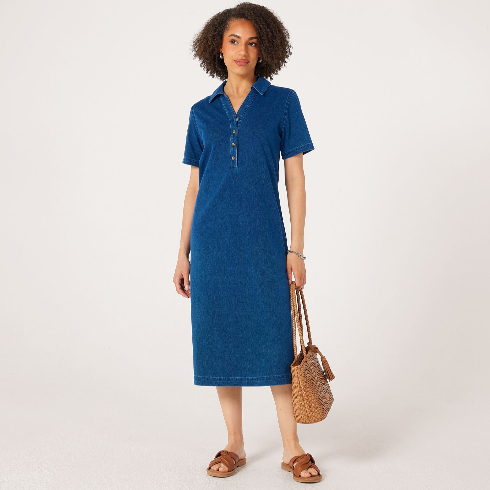 Denim & Co. Comfy Knit Denim Dress - QVC UK