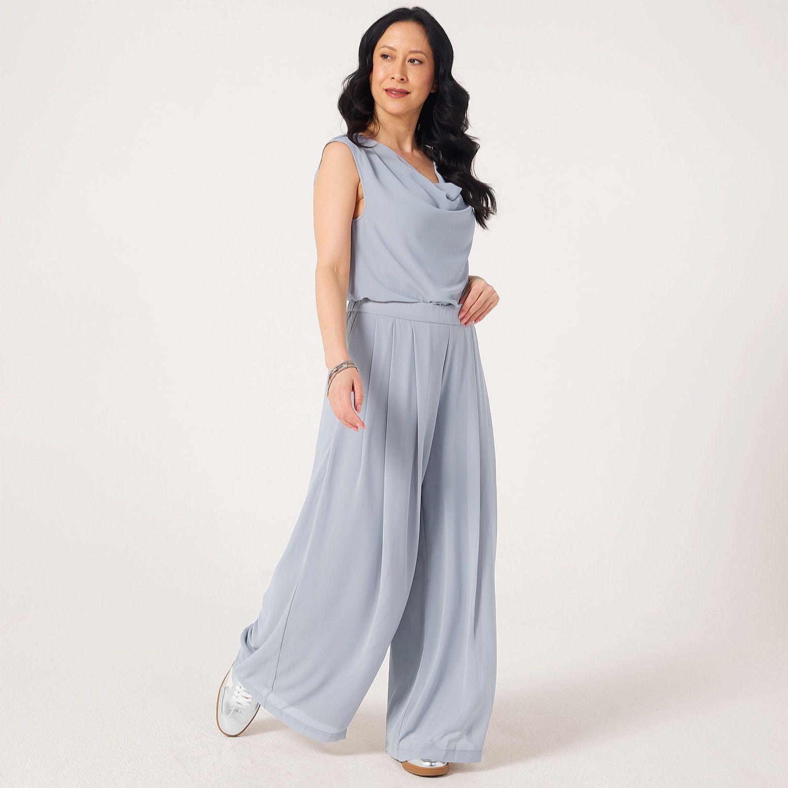 MarlaWynne Collection Chiffon Pleated Standard Trousers