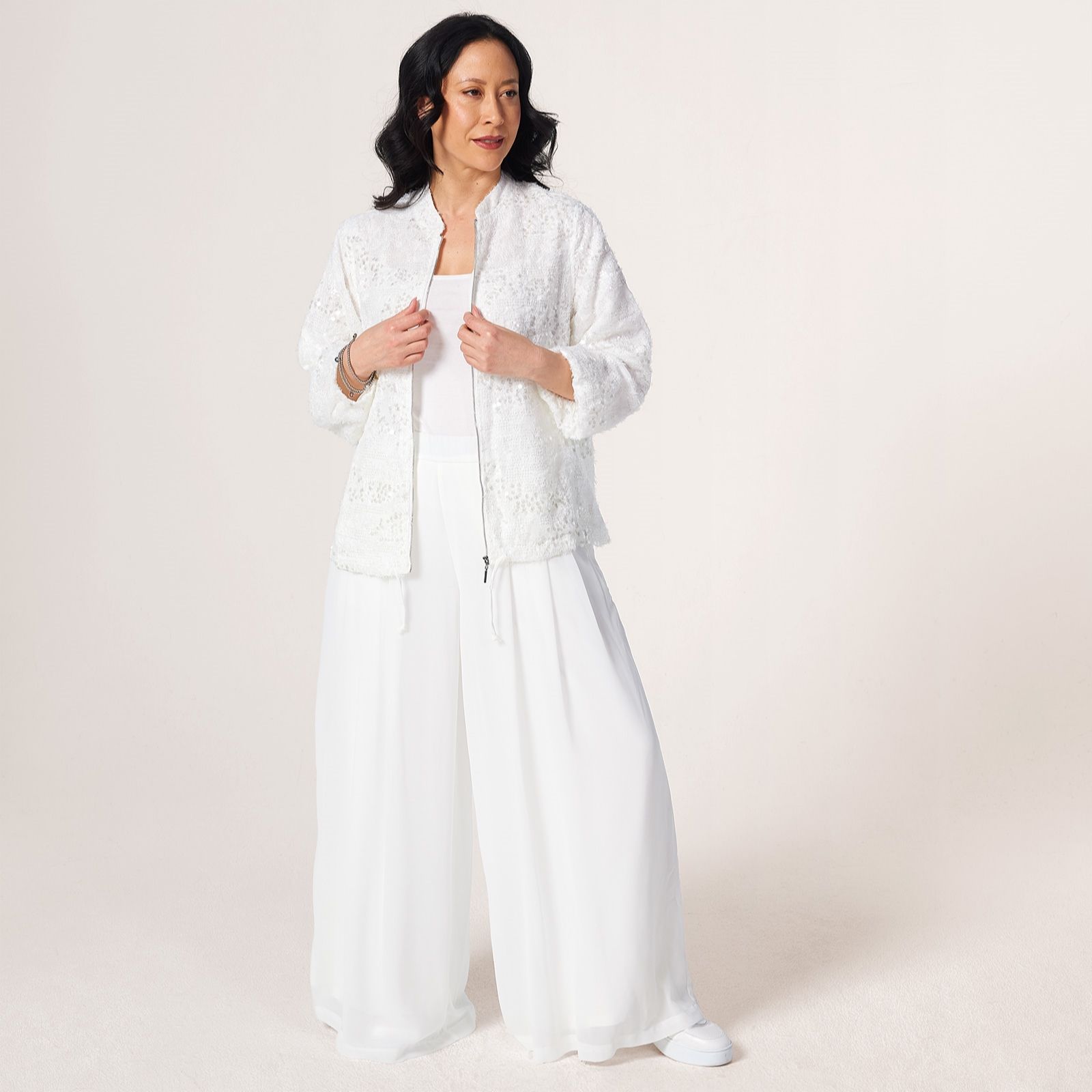 MarlaWynne Collection Chiffon Pleated Standard Trousers