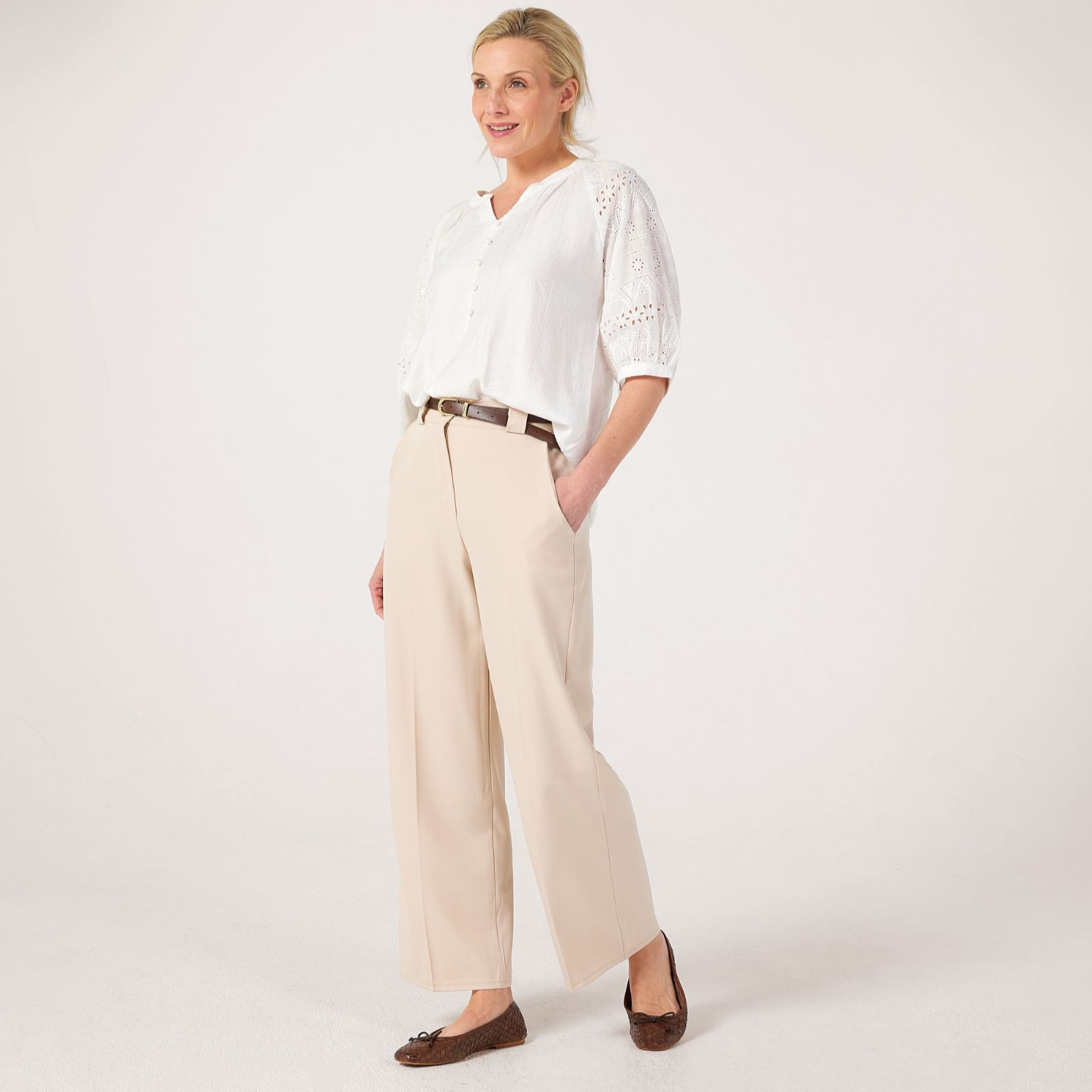 Izabel London Wide Leg Trouser with Belt