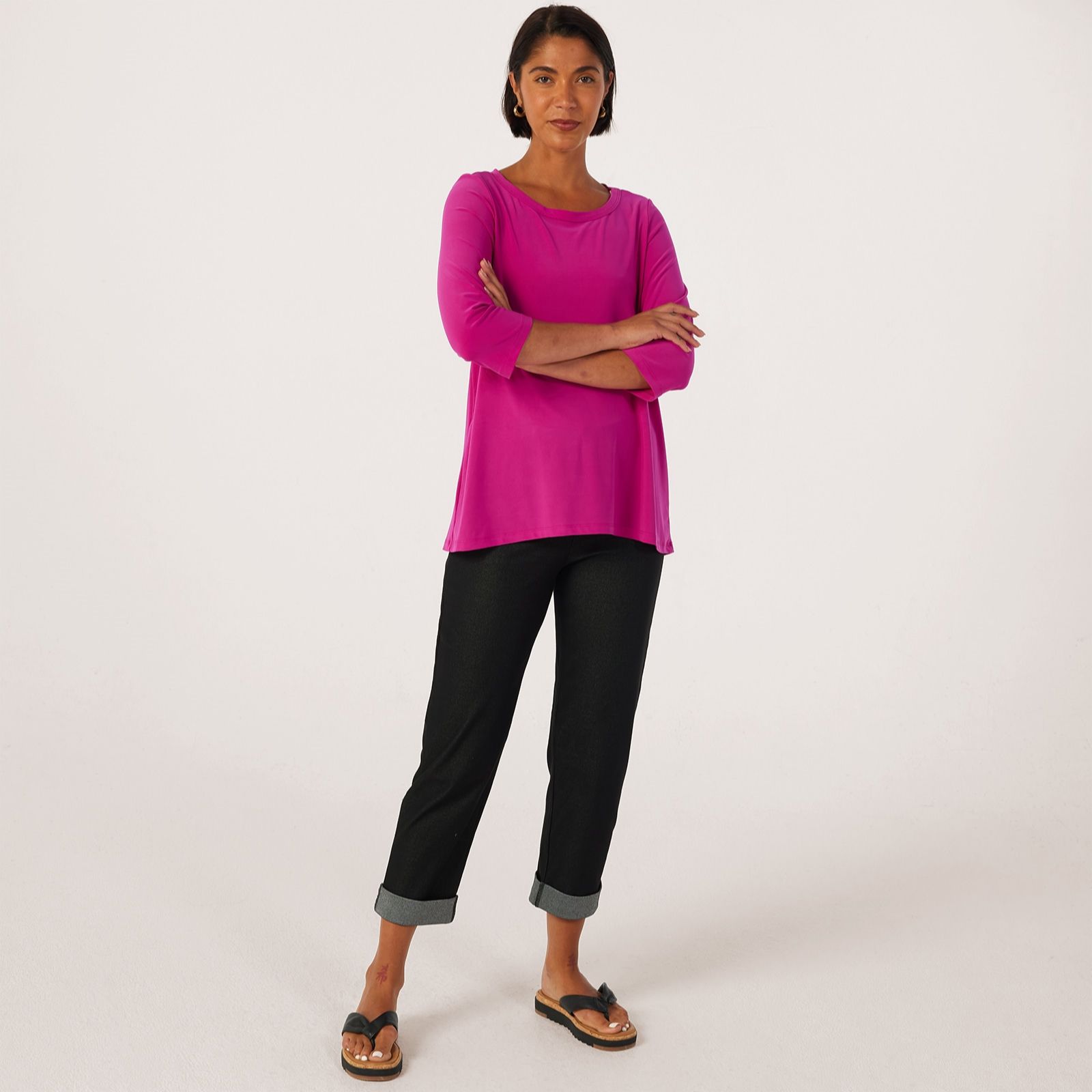 Kim & Co Deluxe Denim Knit Simone Ankle Narrow Leg Standard Trousers