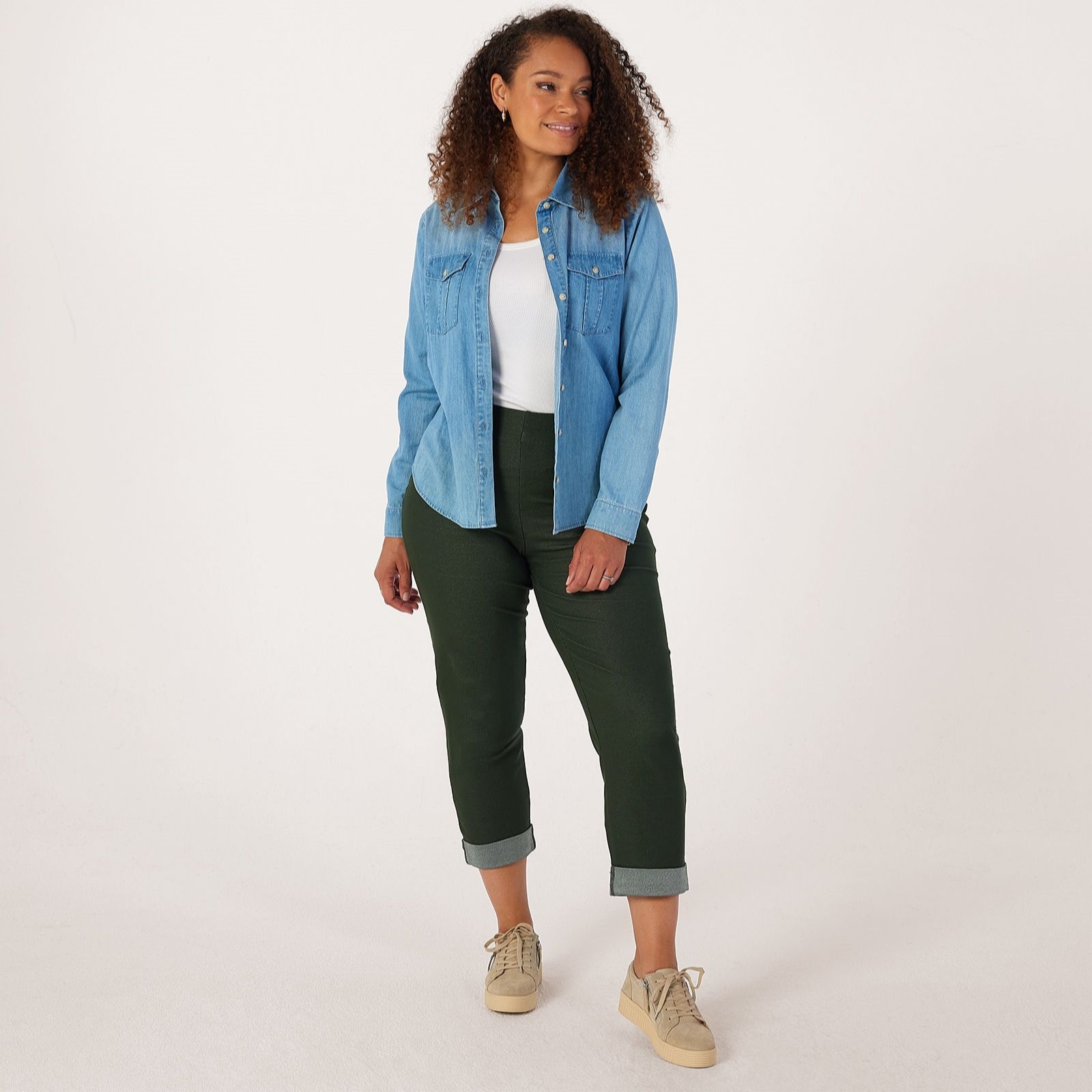 Kim & Co Deluxe Denim Knit Simone Ankle Narrow Leg Standard Trousers