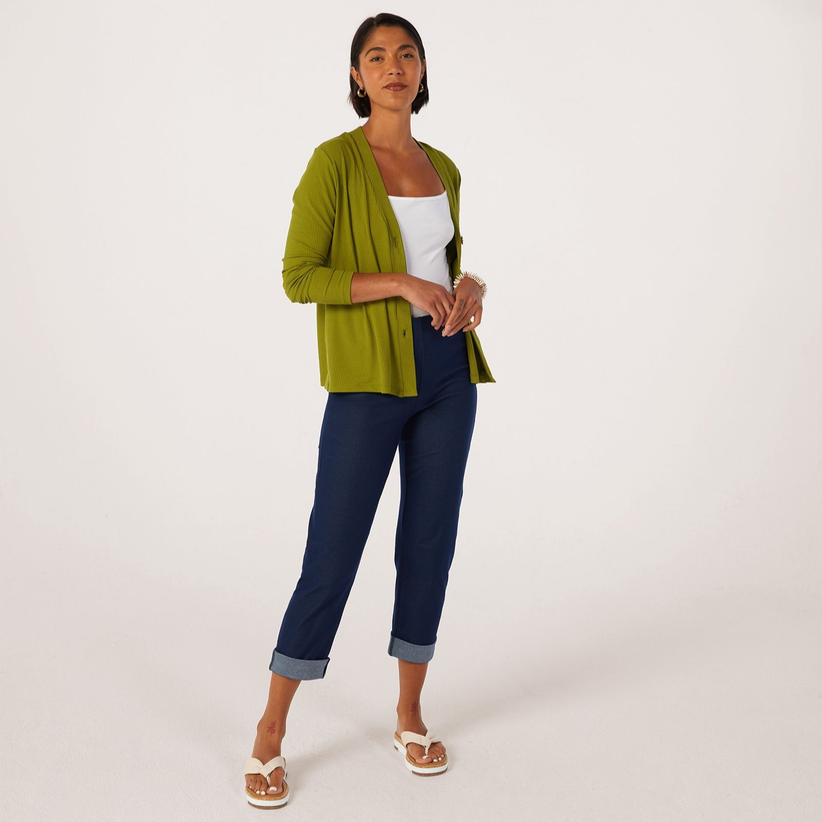 Kim & Co Deluxe Denim Knit Simone Ankle Narrow Leg Standard Trousers